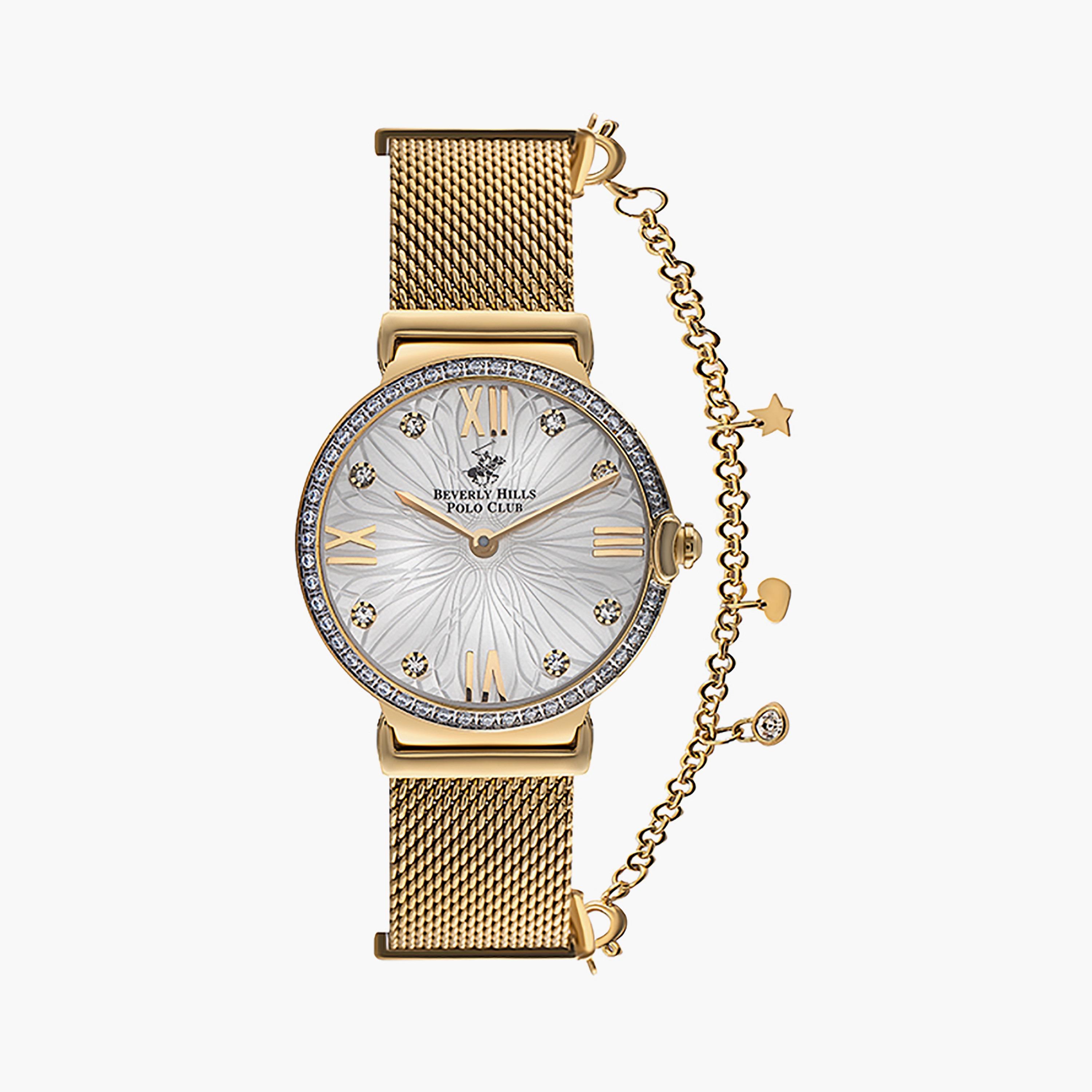  BP3363C.130 | ساعة بيفرلي هيلز بولو كلوب ذات أنالوج ذهبي بسوار شبكي-women-watchesandjewellery-watches-image-1