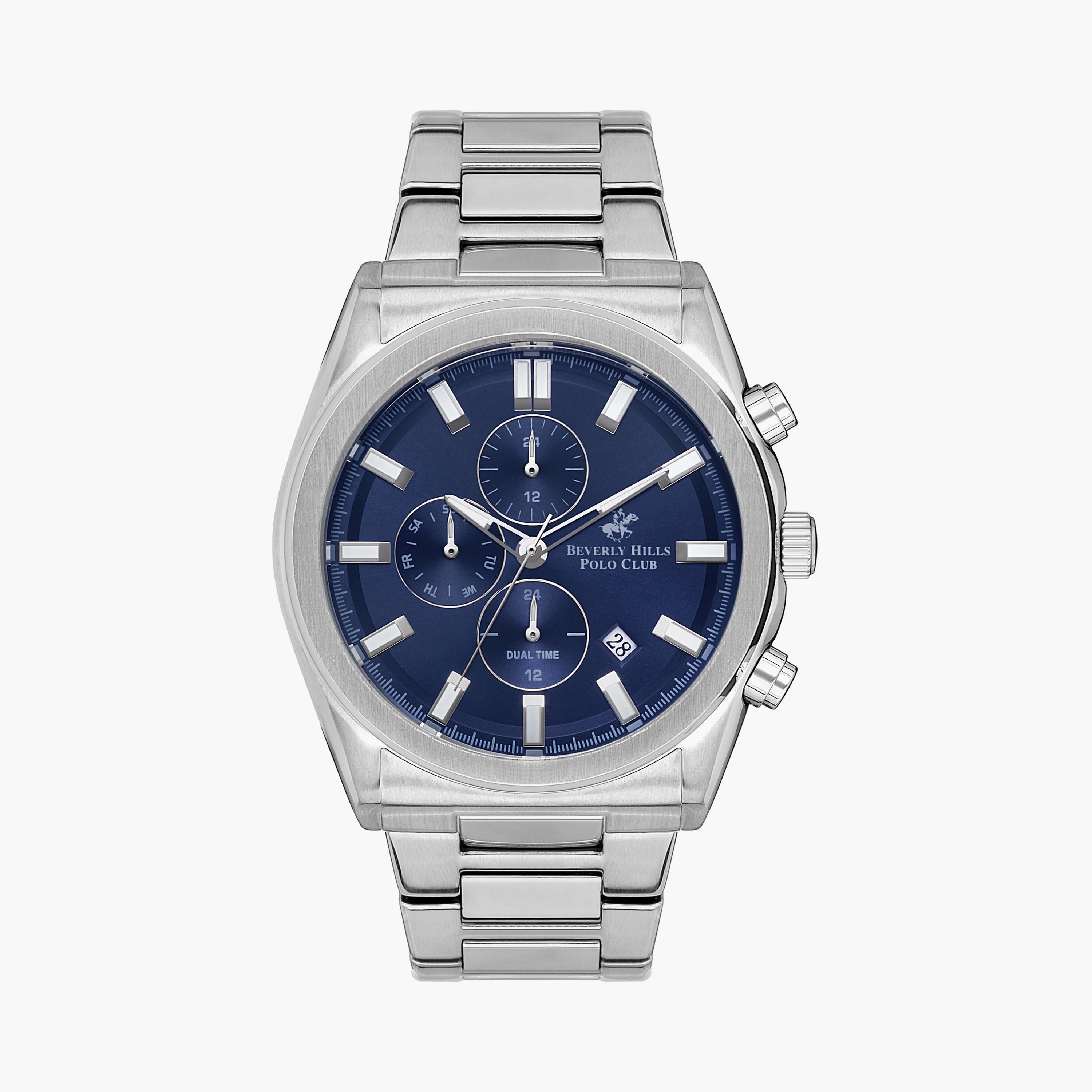 Beverly Hills Polo Club Men Silver Chronograph Stainless Steel Strap Watch | BP3344X.390-men-watchesandjewellery-watches-image-1
