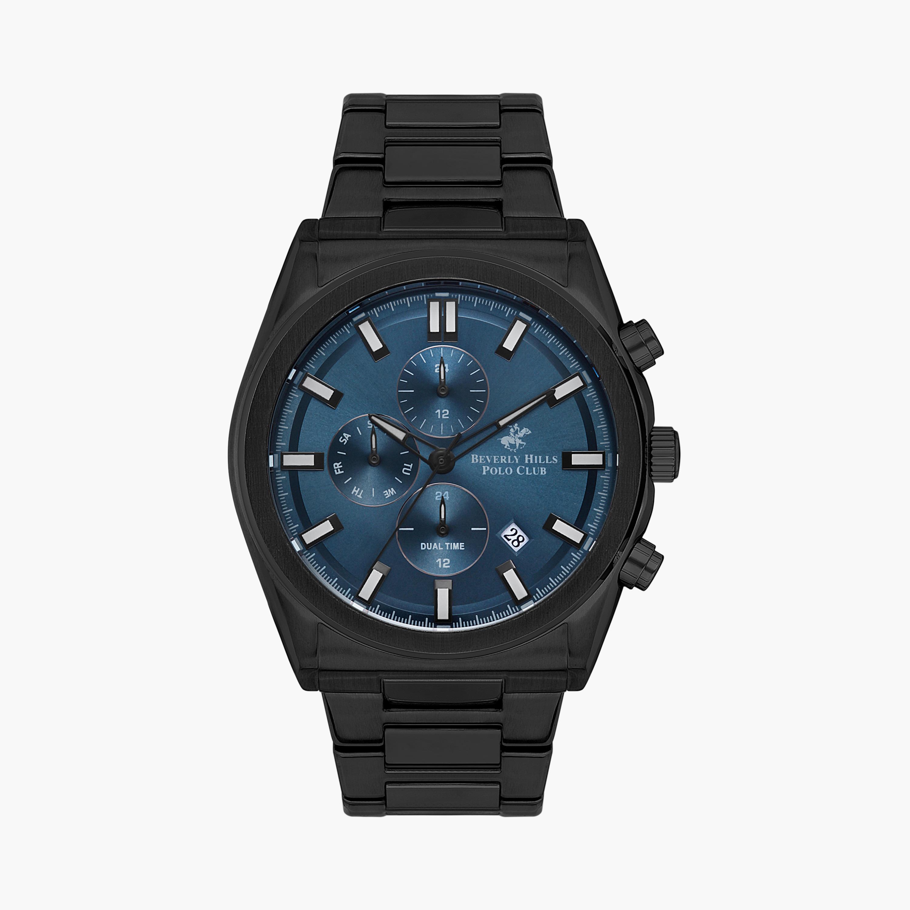  BP3344X.690 | ساعة بيفرلي هيلز بولو كلوب ذات كرونوغراف سوداء للرجال بسوار من ستانلس ستيل-men-watchesandjewellery-watches-image-1