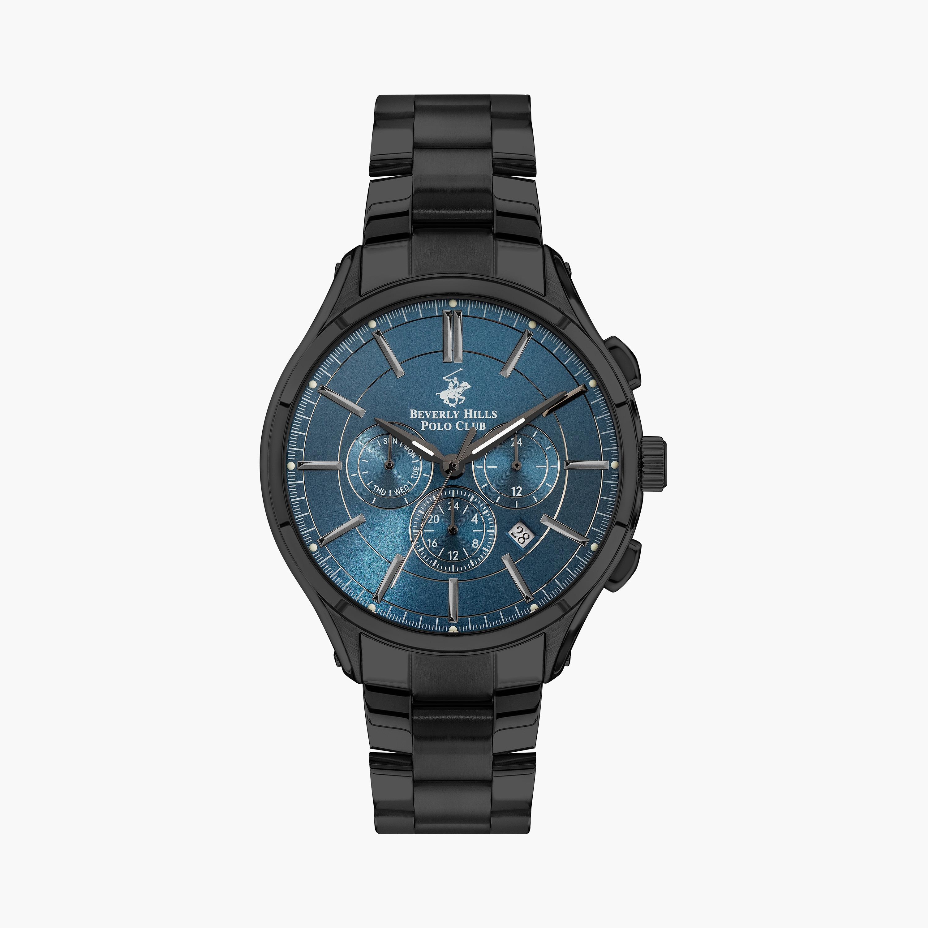 Beverly Hills Polo Club Men Black Chronograph Stainless Steel Strap Watch | BP3304X.690-men-watchesandjewellery-watches-image-1