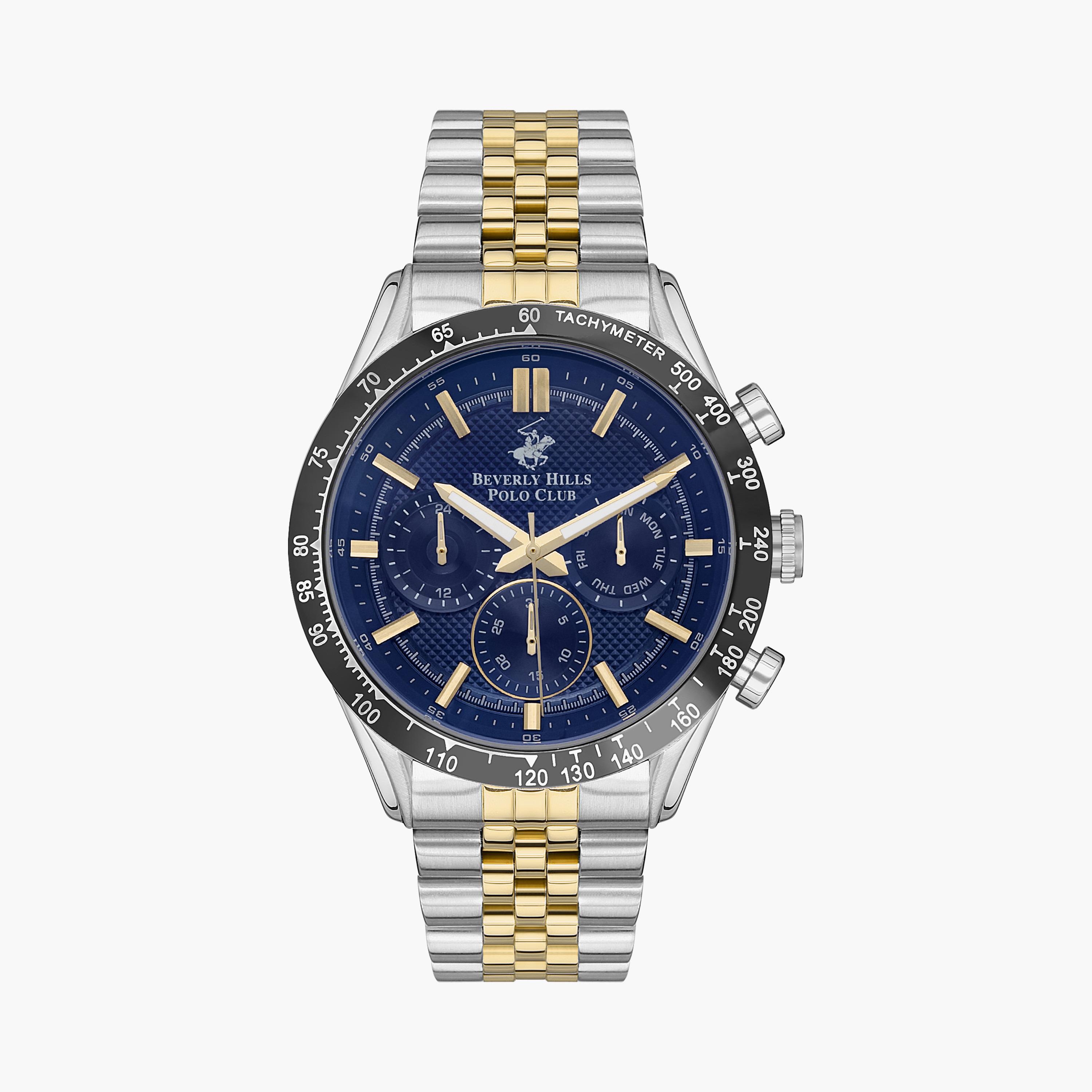 Beverly Hills Polo Club Men Silver & Gold Chronograph Stainless Steel Strap Watch | BP3316X.390-men-watchesandjewellery-watches-image-1