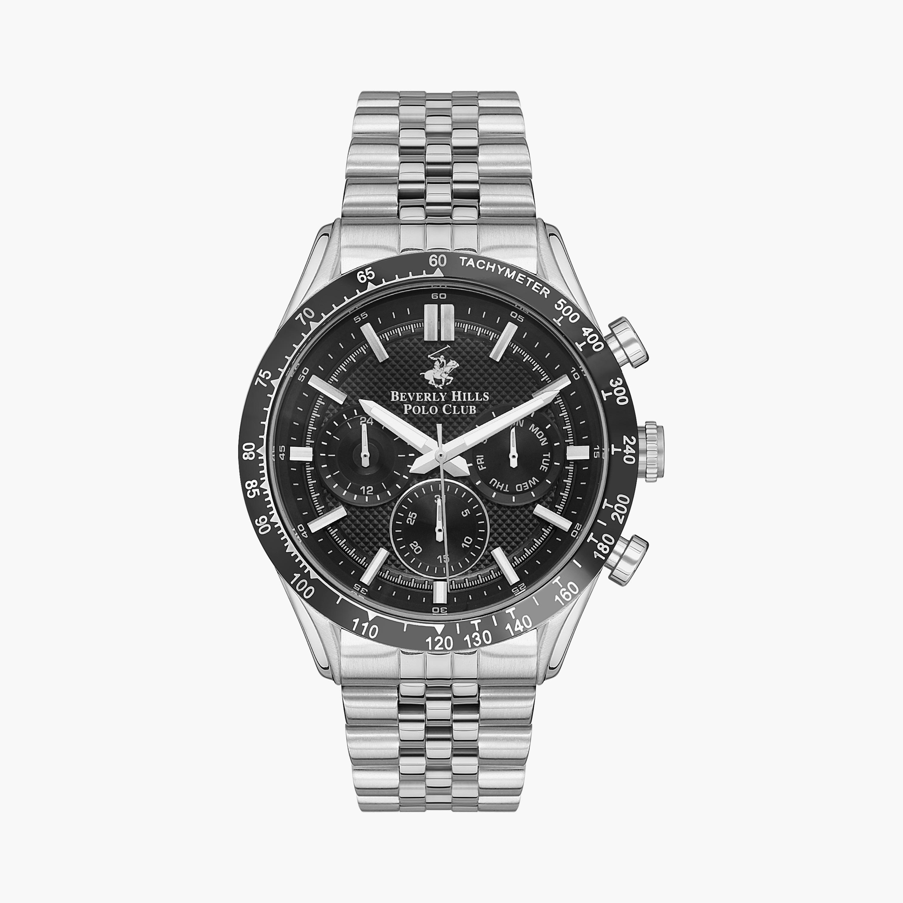 Beverly Hills Polo Club Men Silver Chronograph Stainless Steel Strap Watch | BP3316X.650-men-watchesandjewellery-watches-image-1