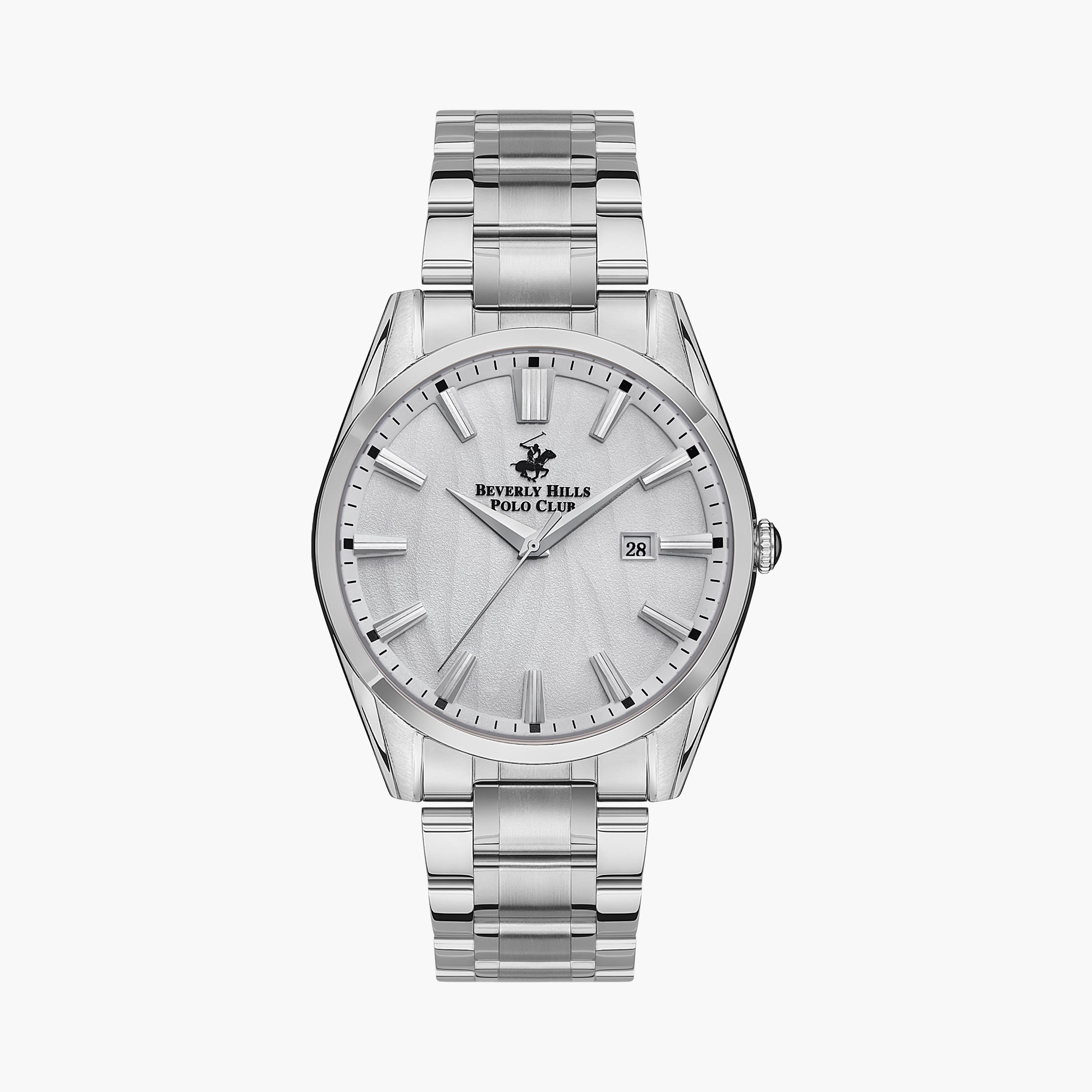 Beverly Hills Polo Club Men Silver Analog Stainless Steel Strap Watch | BP3356X.330-men-watchesandjewellery-watches-image-1