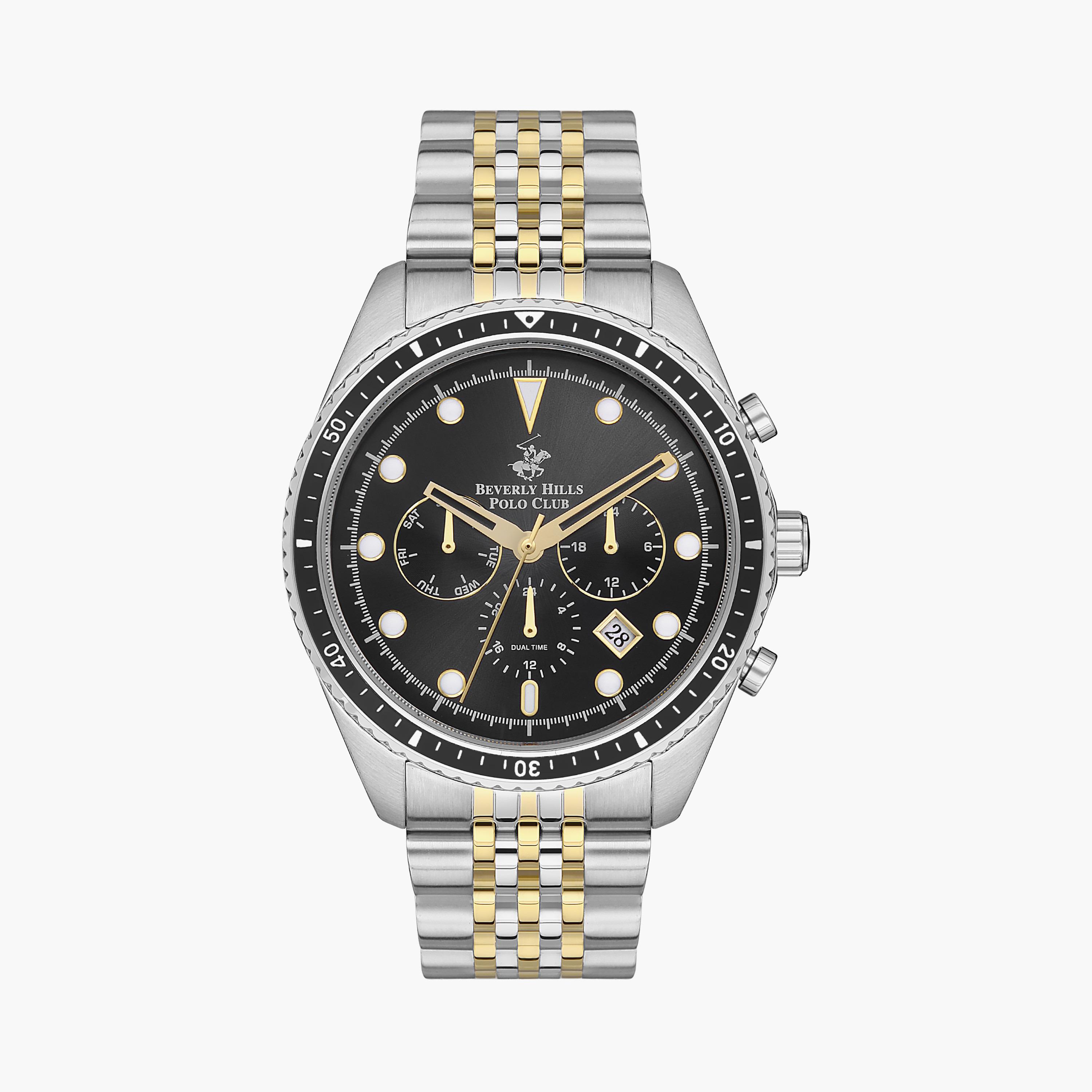  BP3354X.250 | ساعة بيفرلي هيلز بولو كلوب للرجال ذات كرونوغراف فضي وذهبي بسوار من ستانلس ستيل-men-watchesandjewellery-watches-image-1