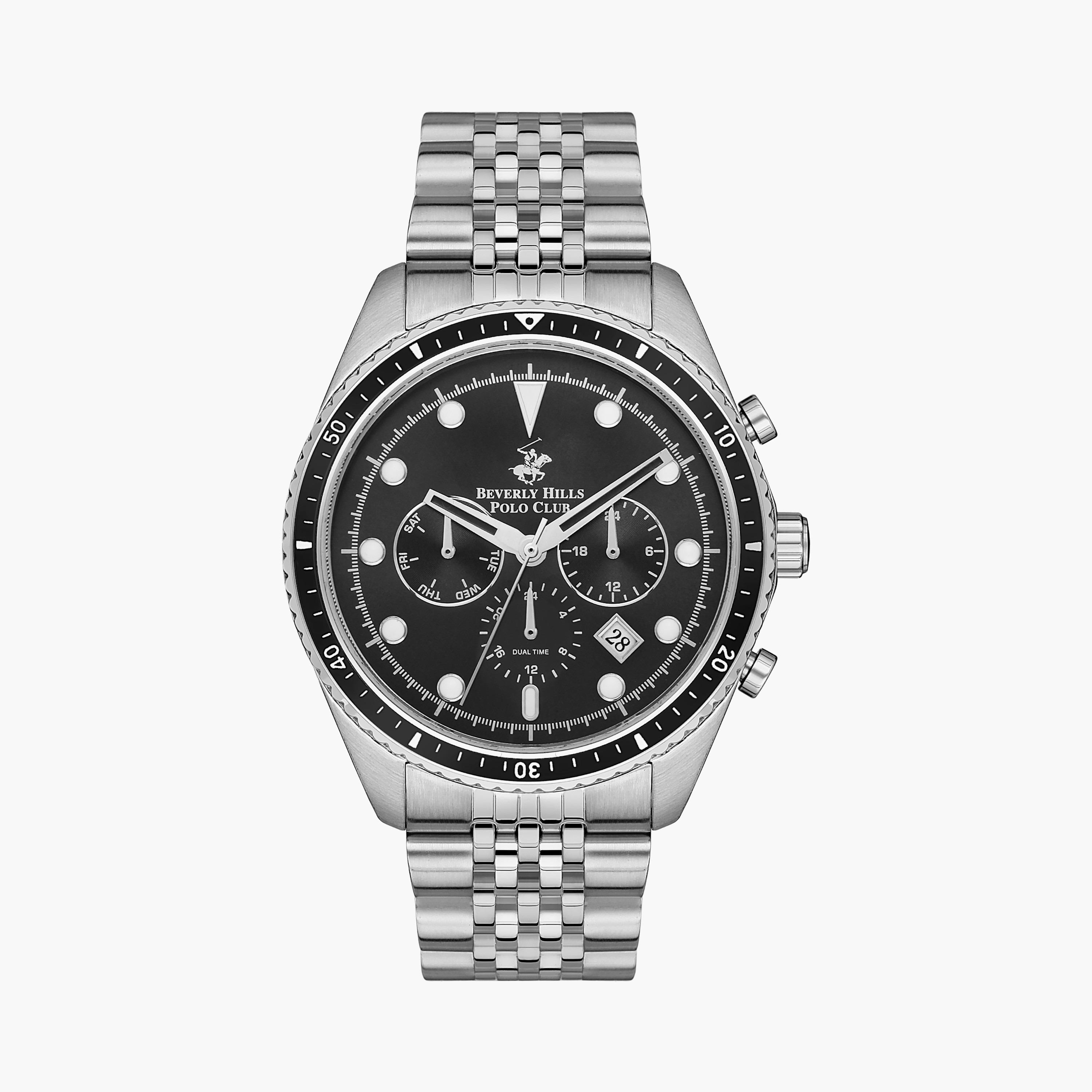  BP3354X.350 | ساعة بيفرلي هيلز بولو كلوب ذات كرونوغراف فضية للرجال بسوار من ستانلس ستيل-men-watchesandjewellery-watches-image-1