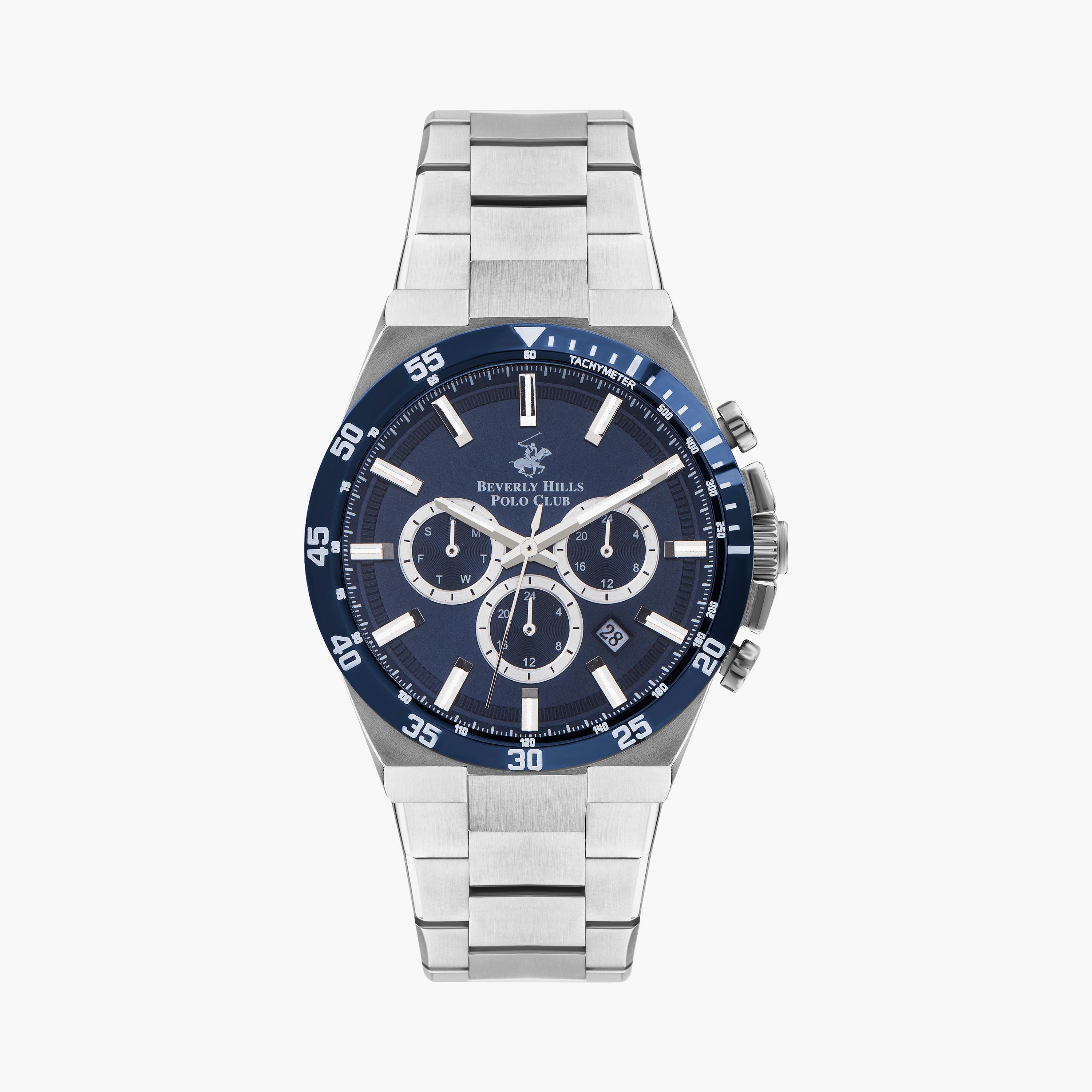 Beverly Hills Polo Club Men Silver Chronograph Stainless Steel Strap Watch | BP3353X.390-men-watchesandjewellery-watches-image-1