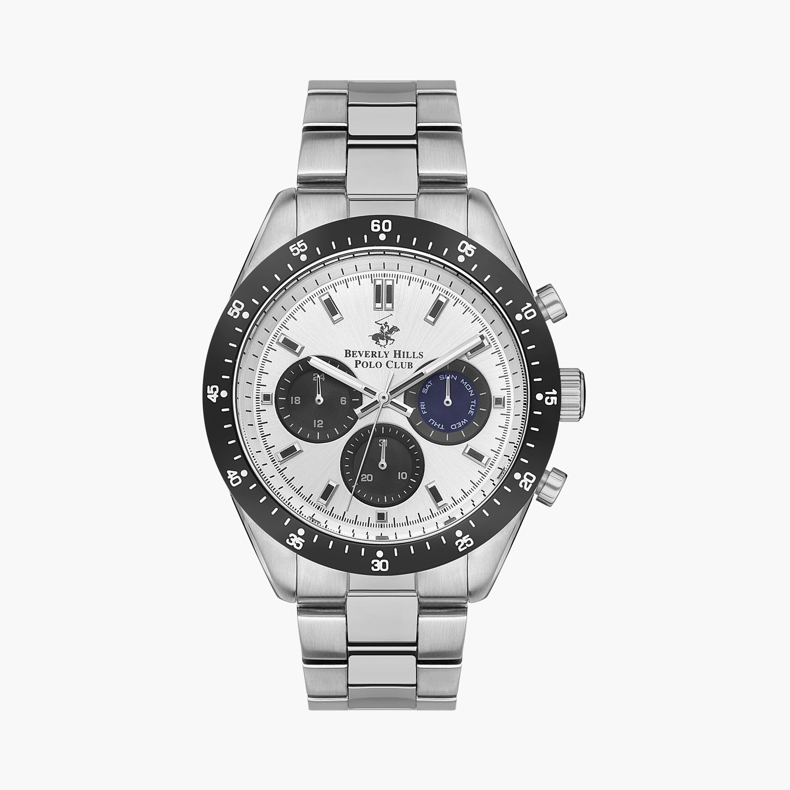  BP3358X.330 | ساعة بيفرلي هيلز بولو كلوب ذات كرونوغراف فضية للرجال بسوار من ستانلس ستيل-men-watchesandjewellery-watches-image-1