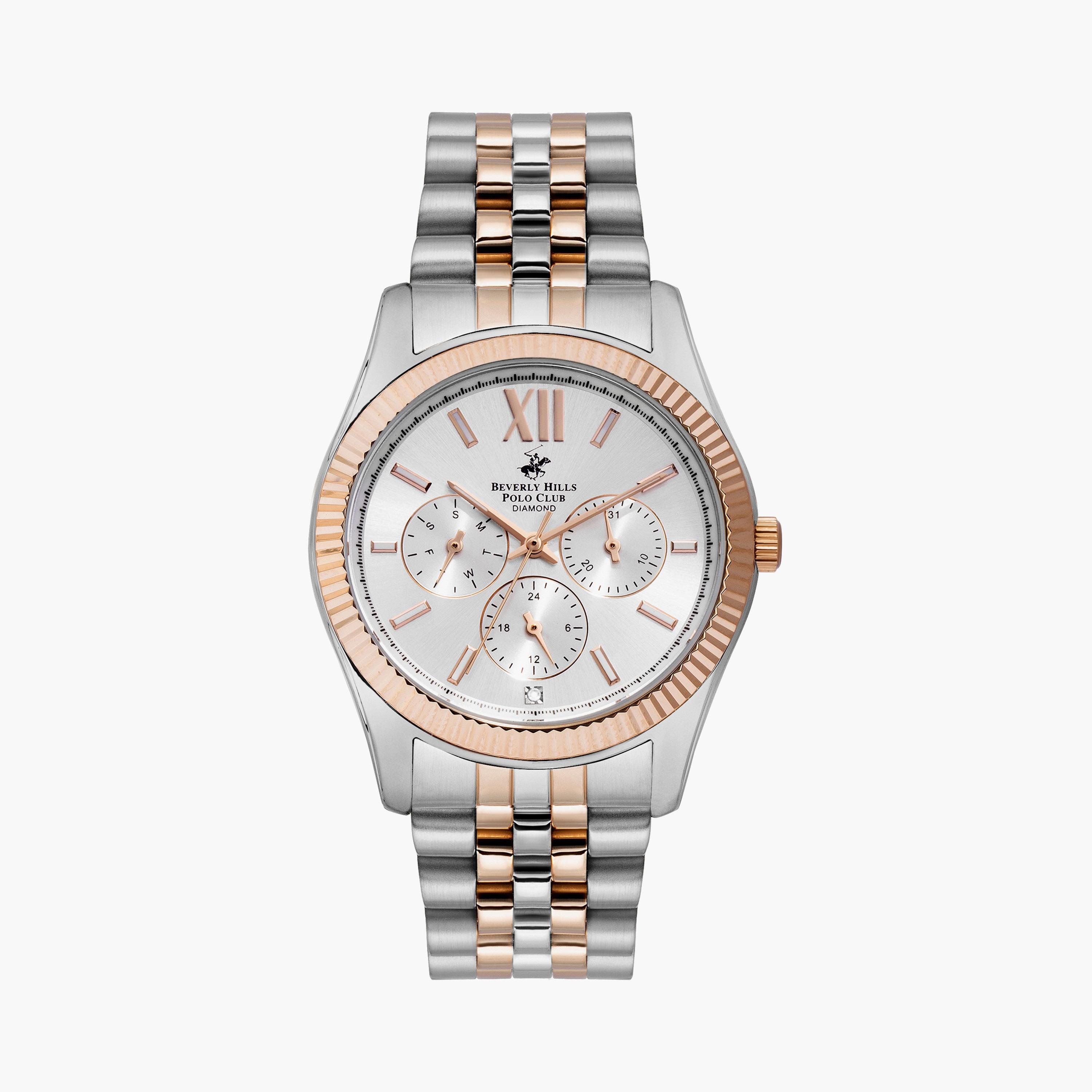  BP3082C.530 | ساعة بيفرلي هيلز بولو كلوب ذات كرونوغراف فضية للنساء بسوار من ستانلس ستيل-women-watchesandjewellery-watches-image-1