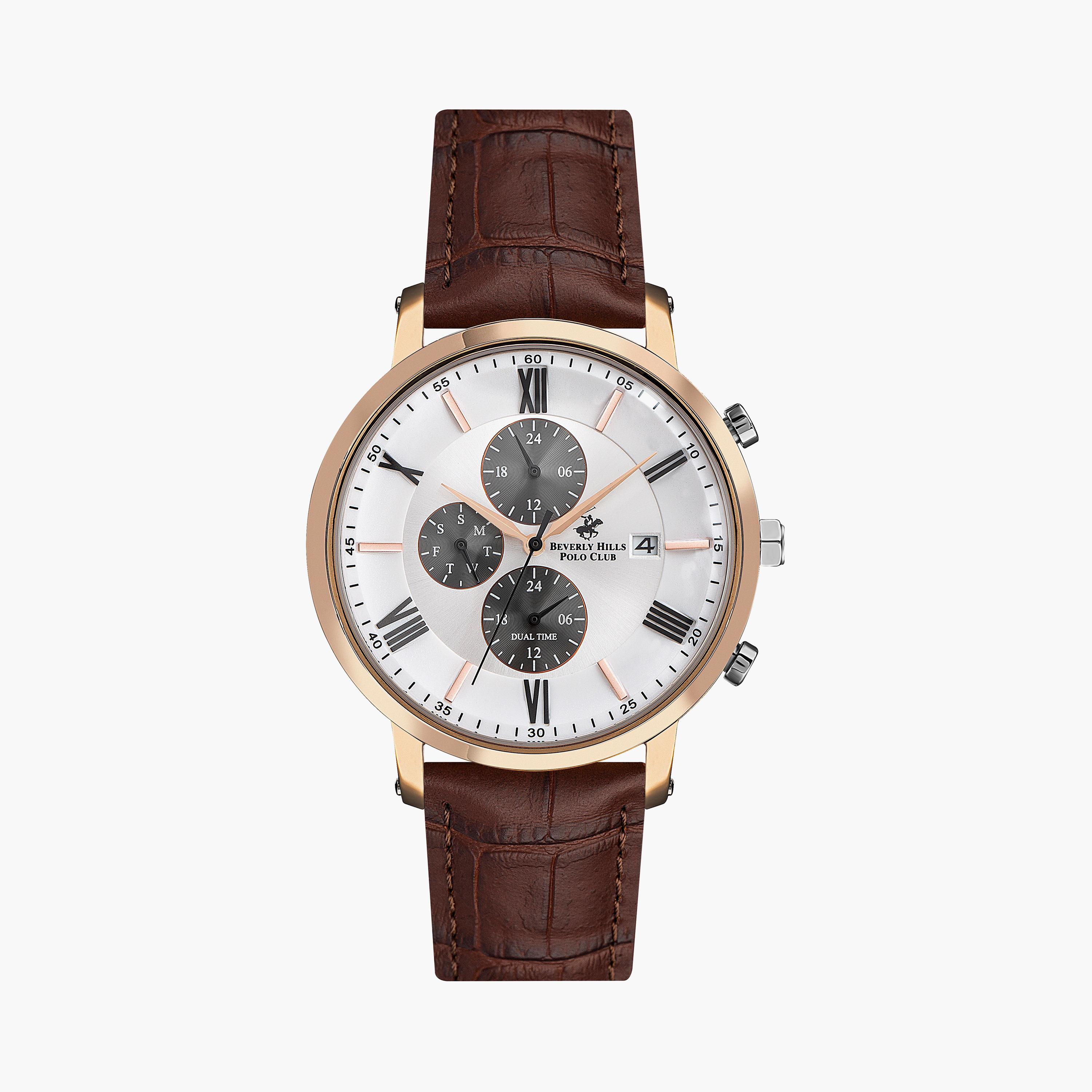 Beverly Hills Polo Club Men Brown Chronograph Leather Strap Watch | BP3116X.432-men-watchesandjewellery-watches-image-1