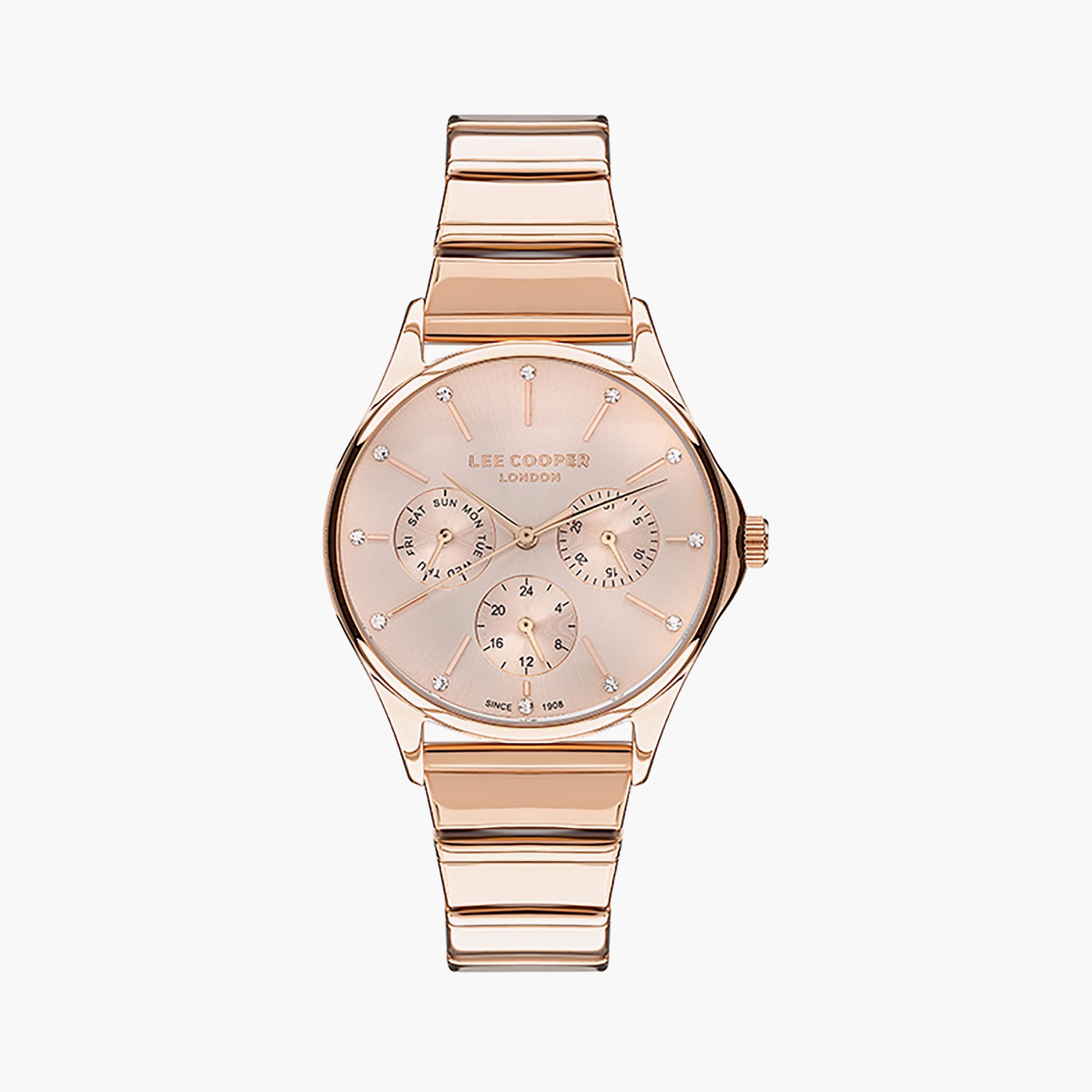 LC07482.410 | ساعة لي كوبر للنساء بسوار من ستانلس ستيل ذو كرونوغراف ذهبي وردي-women-watchesandjewellery-watches-image-1