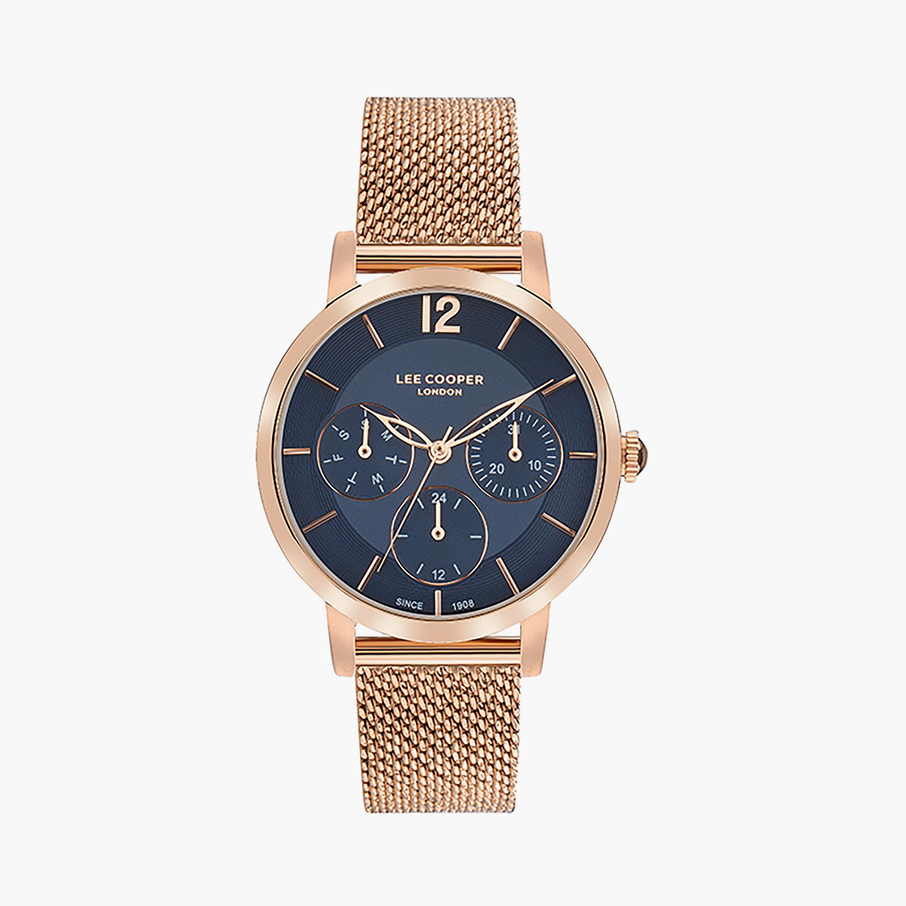  LC07552.490 | ساعة لي كوبر للنساء بسوار شبكي ذو كرونوغراف ذهبي وردي-women-watchesandjewellery-watches-image-1