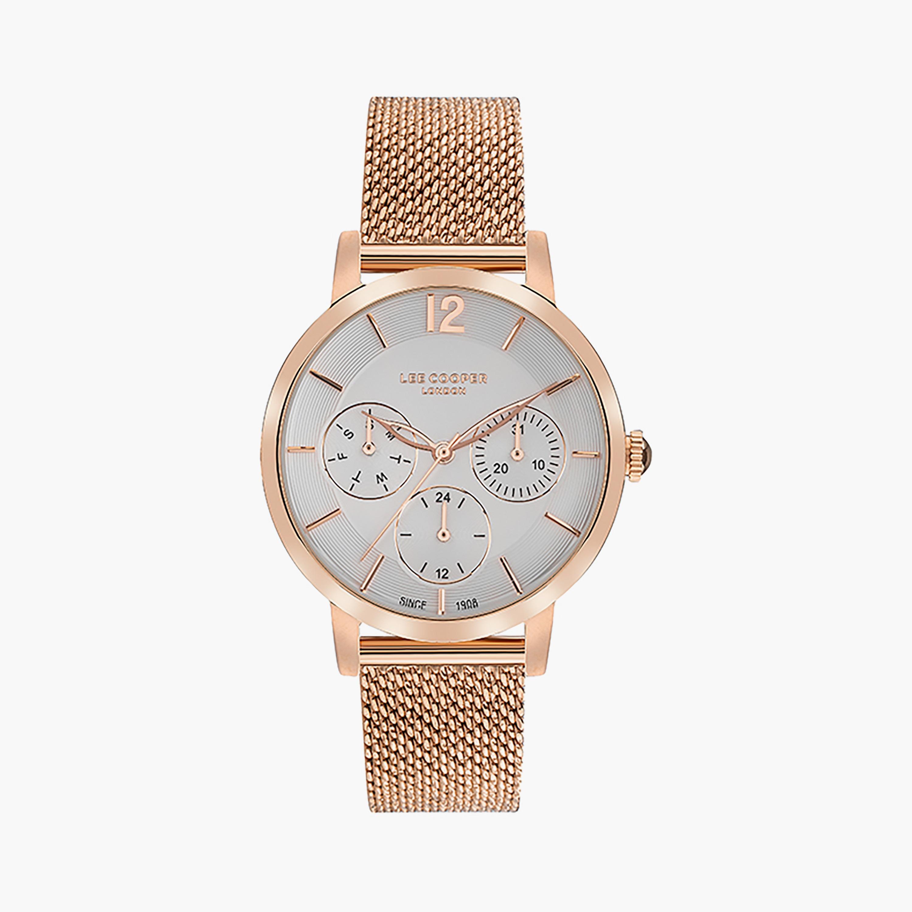  LC07552.430 | ساعة لي كوبر للنساء بسوار شبكي ذو كرونوغراف ذهبي وردي-women-watchesandjewellery-watches-image-1