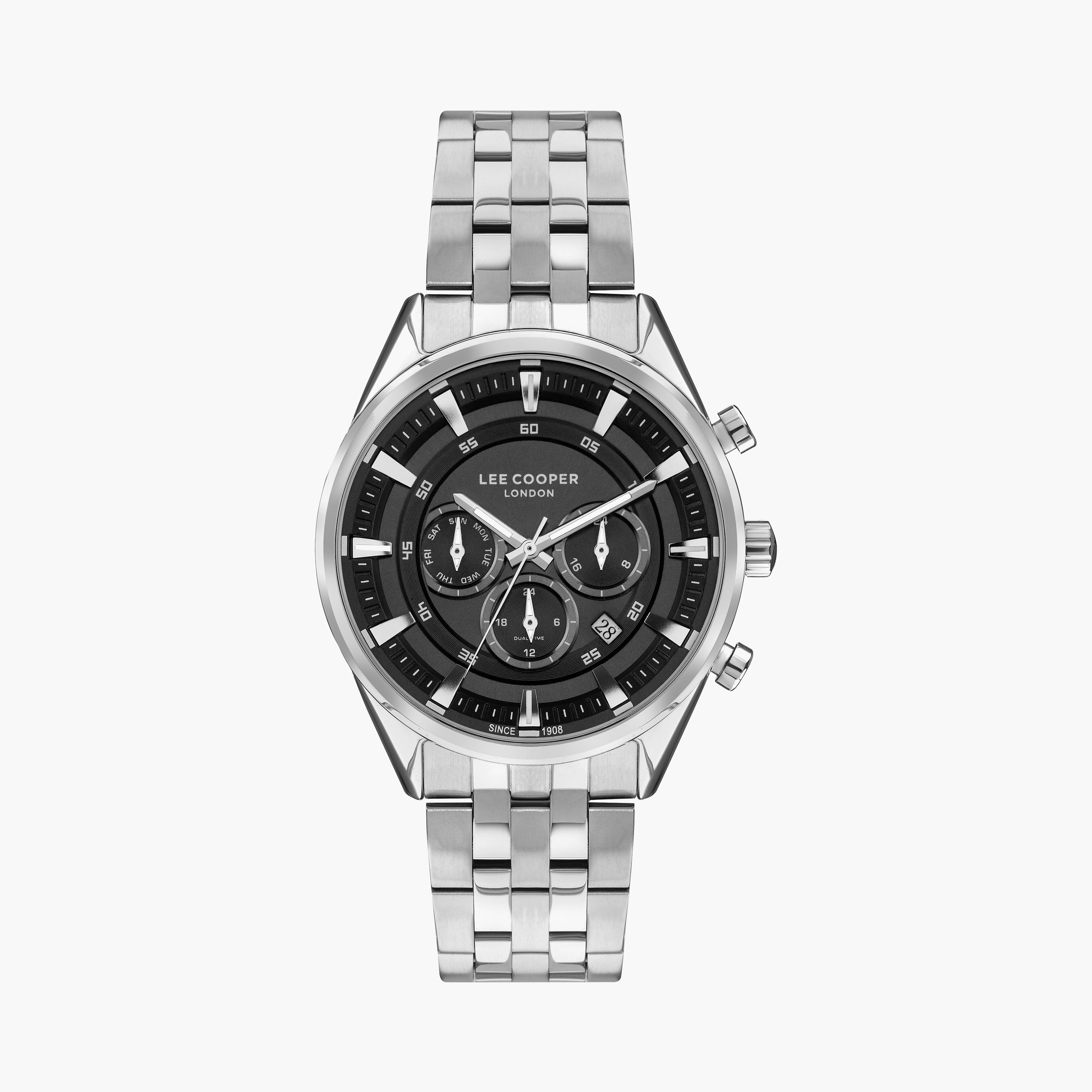  LC07533.350 | ساعة لي كوبر للرجال ذات كرونوغراف فضية بسوار من ستانلس ستيل-men-watchesandjewellery-watches-image-1