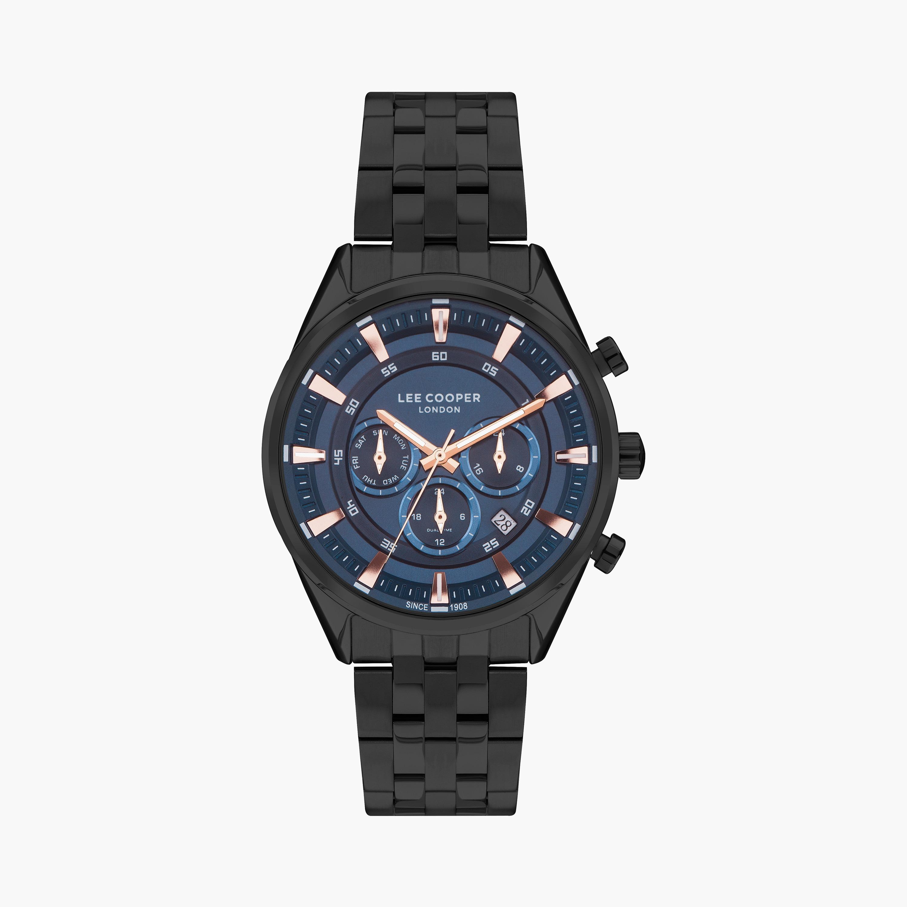  LC07533.690 | ساعة لي كوبر للرجال بسوار من ستانلس ستيل ذات كرونوغراف سوداء-men-watchesandjewellery-watches-image-1