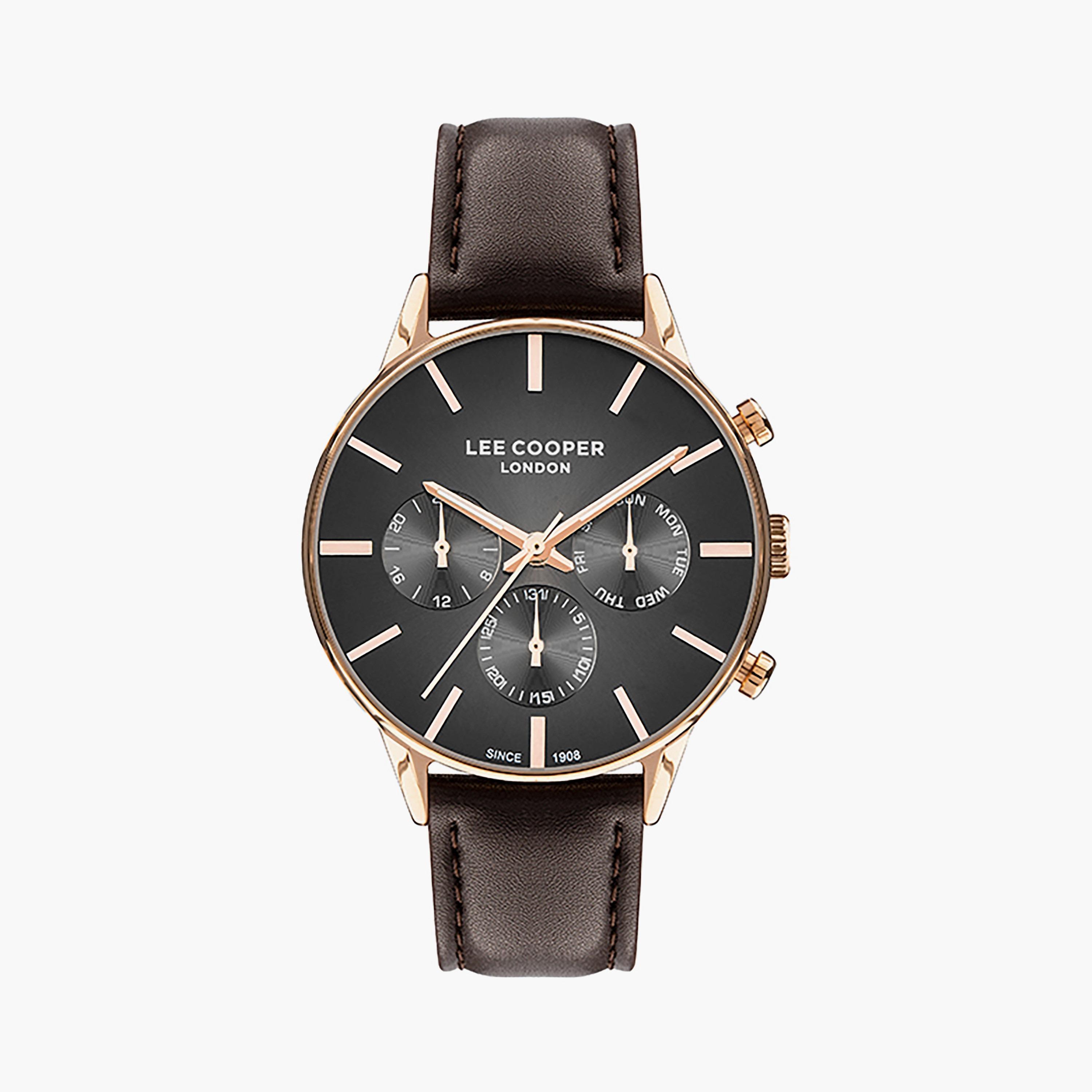  LC07465.452 | ساعة لي كوبر للرجال بسوار جلدي ذو كرونوغراف بني داكن-men-watchesandjewellery-watches-image-1