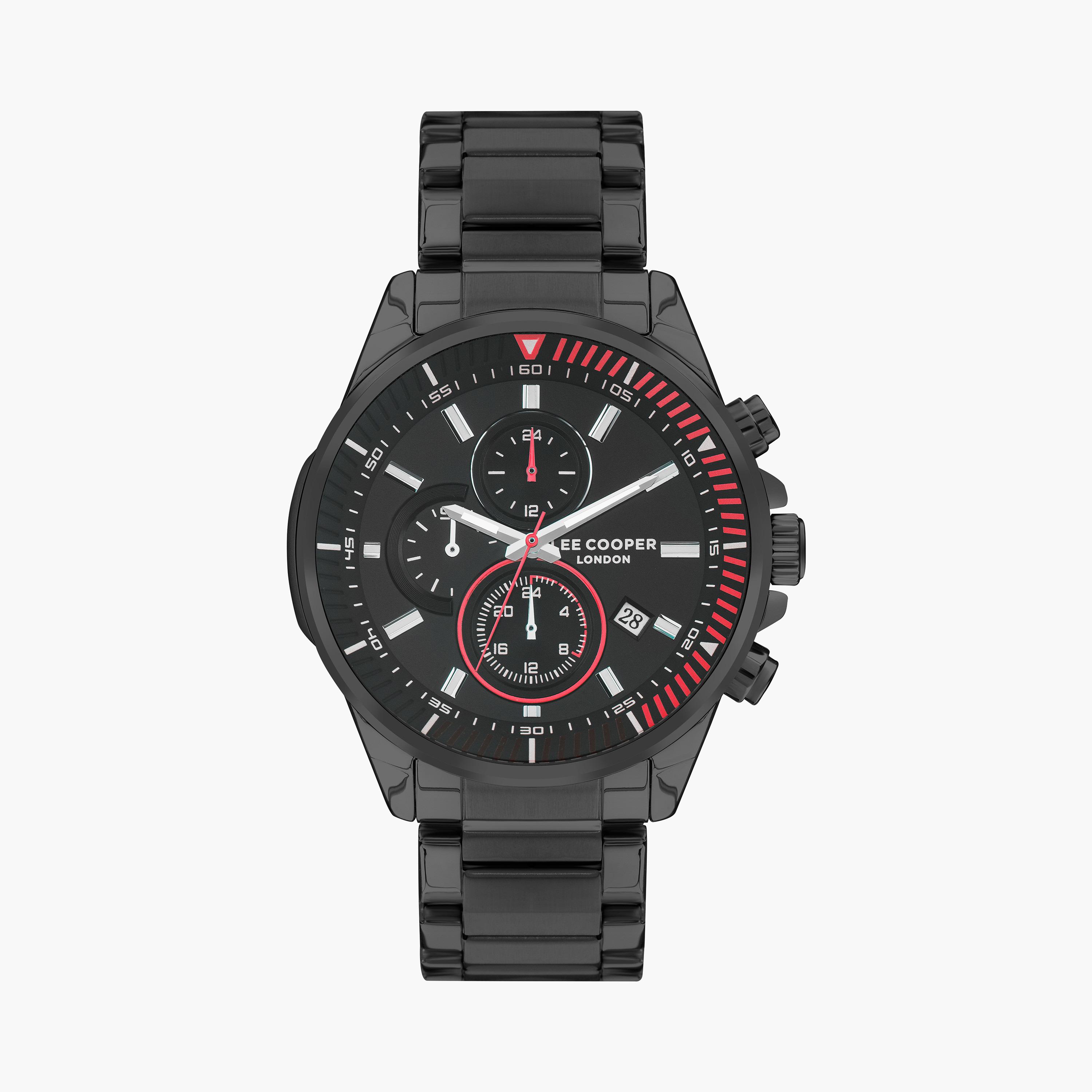 Lee Cooper Men Black Chronograph Stainless Steel Strap Watch | LC07486.050-men-watchesandjewellery-watches-image-1