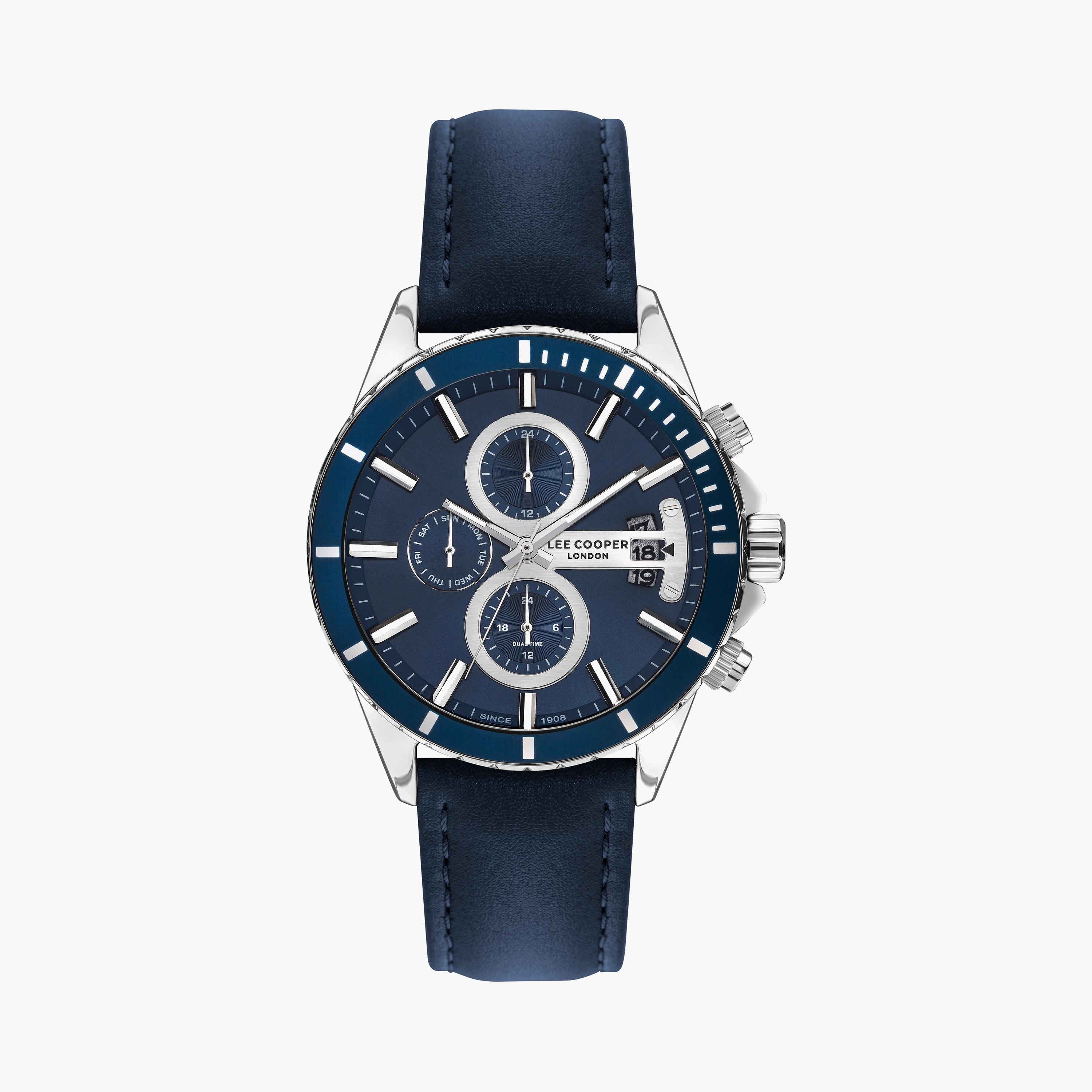  LC07530.399 | ساعة لي كوبر للرجال بسوار جلدي ذو كرونوغراف أزرق-men-watchesandjewellery-watches-image-1