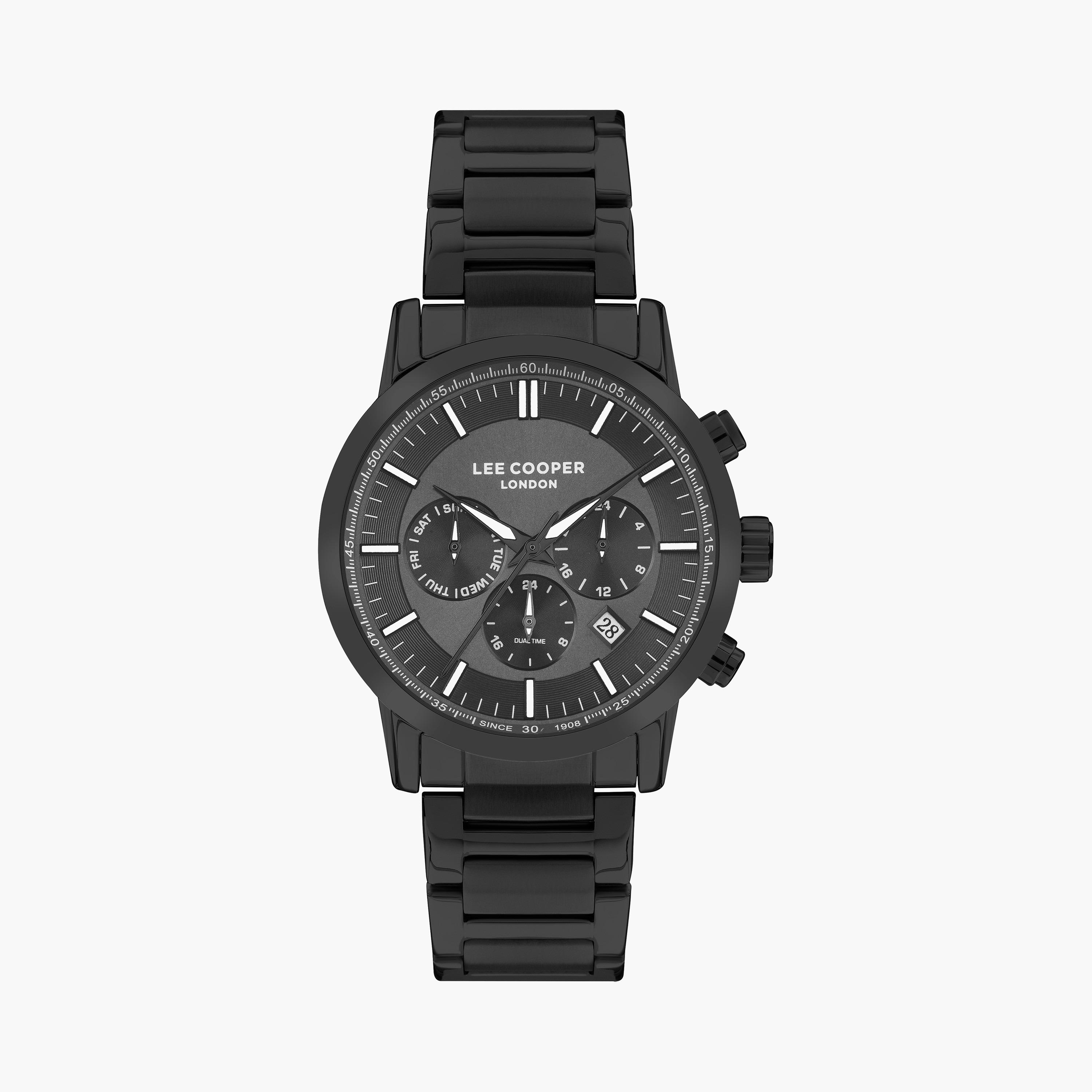 Lee Cooper Men Black Chronograph Stainless Steel Strap Watch | LC07505.660-men-watchesandjewellery-watches-image-1