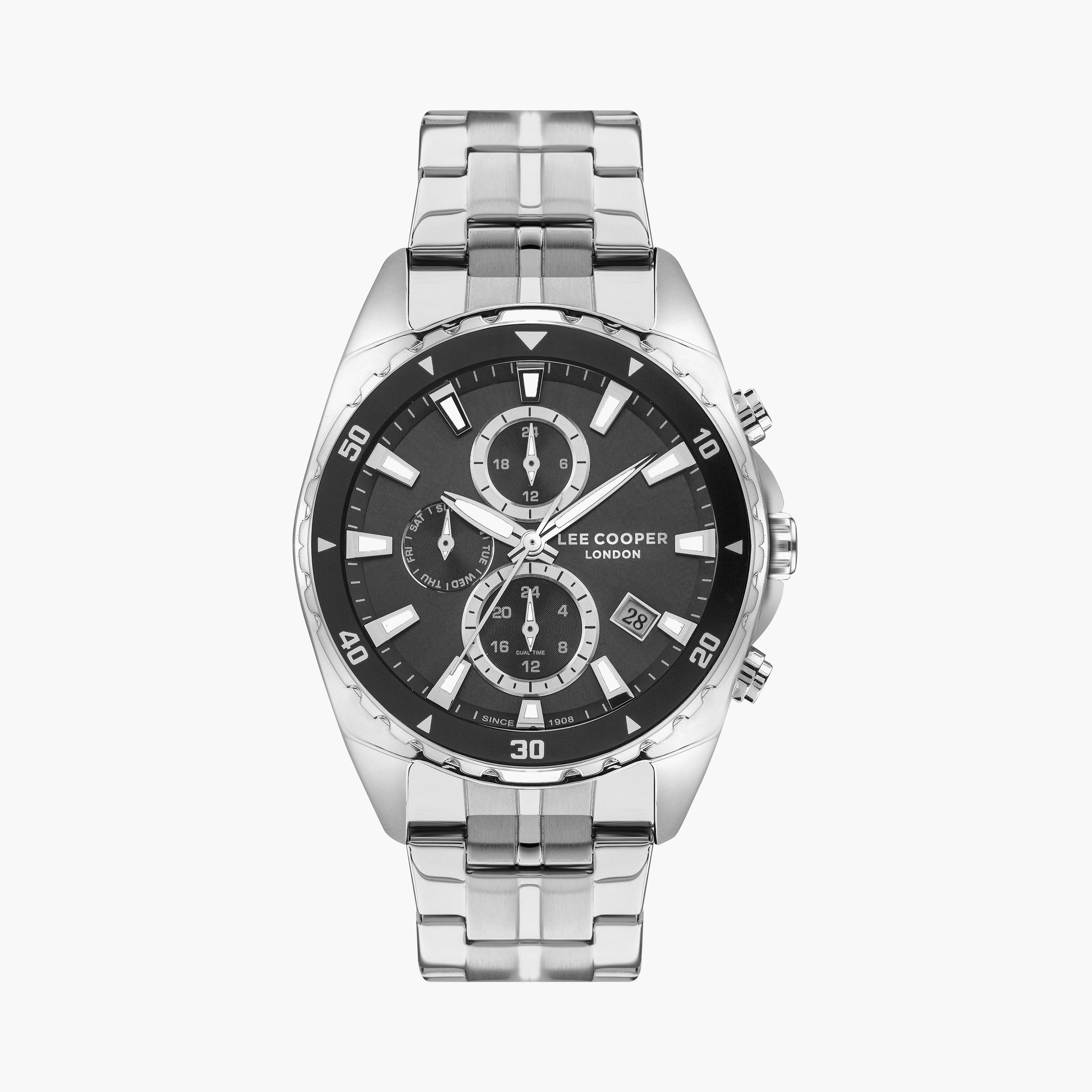  LC07515.060 | ساعة لي كوبر للرجال ذات كرونوغراف فضية بسوار من ستانلس ستيل-men-watchesandjewellery-watches-image-1