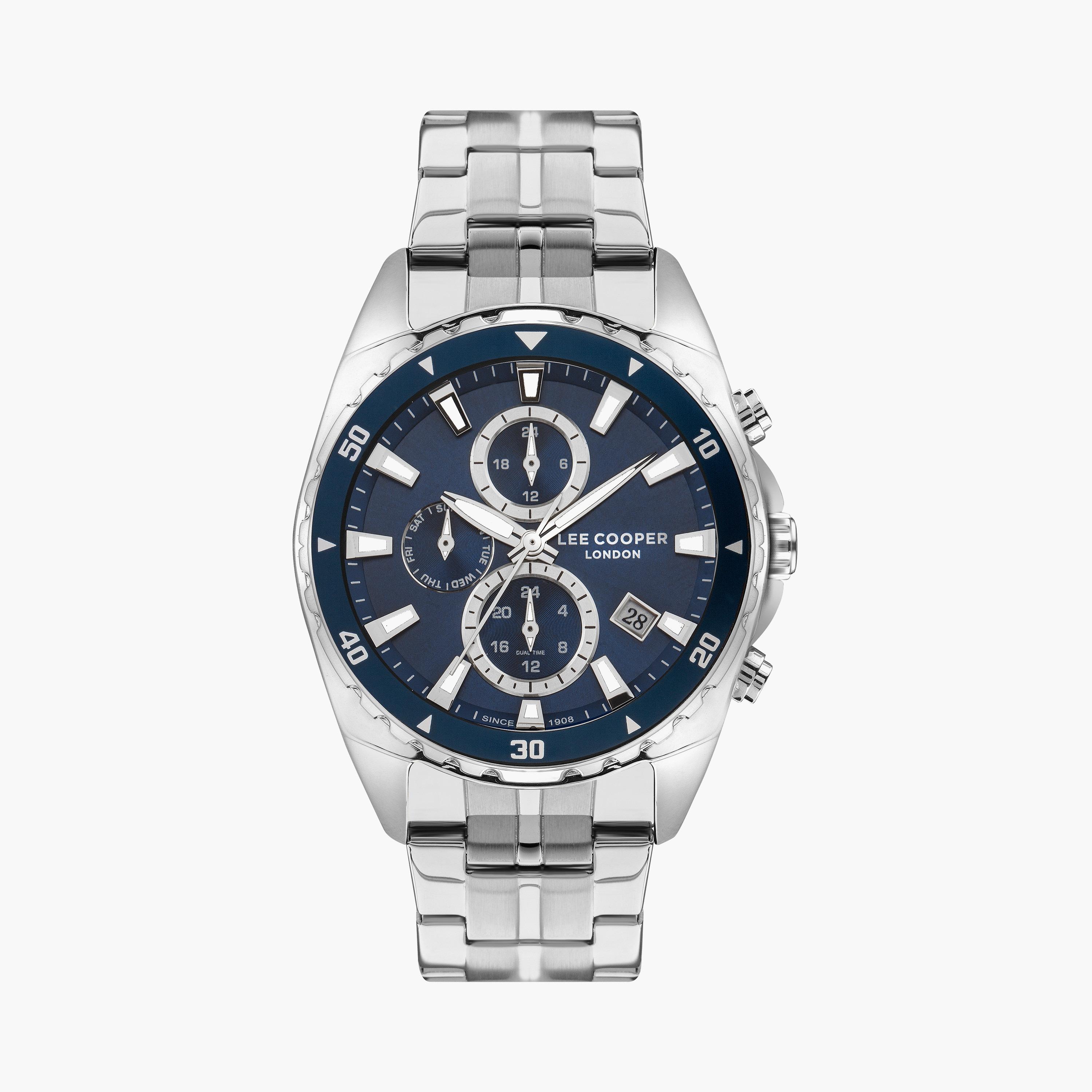  LC07515.390 | ساعة لي كوبر للرجال ذات كرونوغراف فضية بسوار ستانلس ستيل-men-watchesandjewellery-watches-image-1