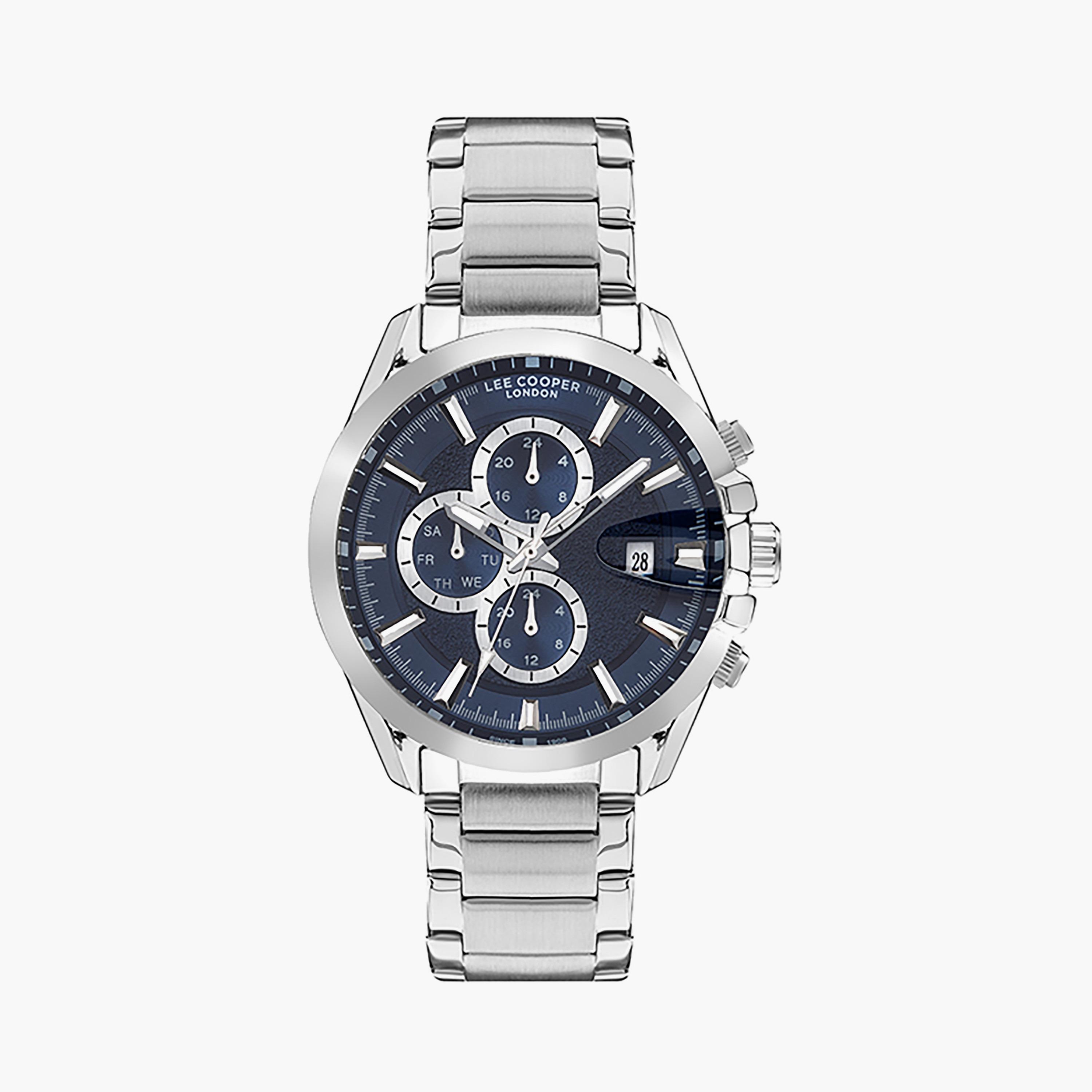  LC07455.390 | ساعة لي كوبر للرجال ذات كرونوغراف فضية بسوار من ستانلس ستيل-men-watchesandjewellery-watches-image-1