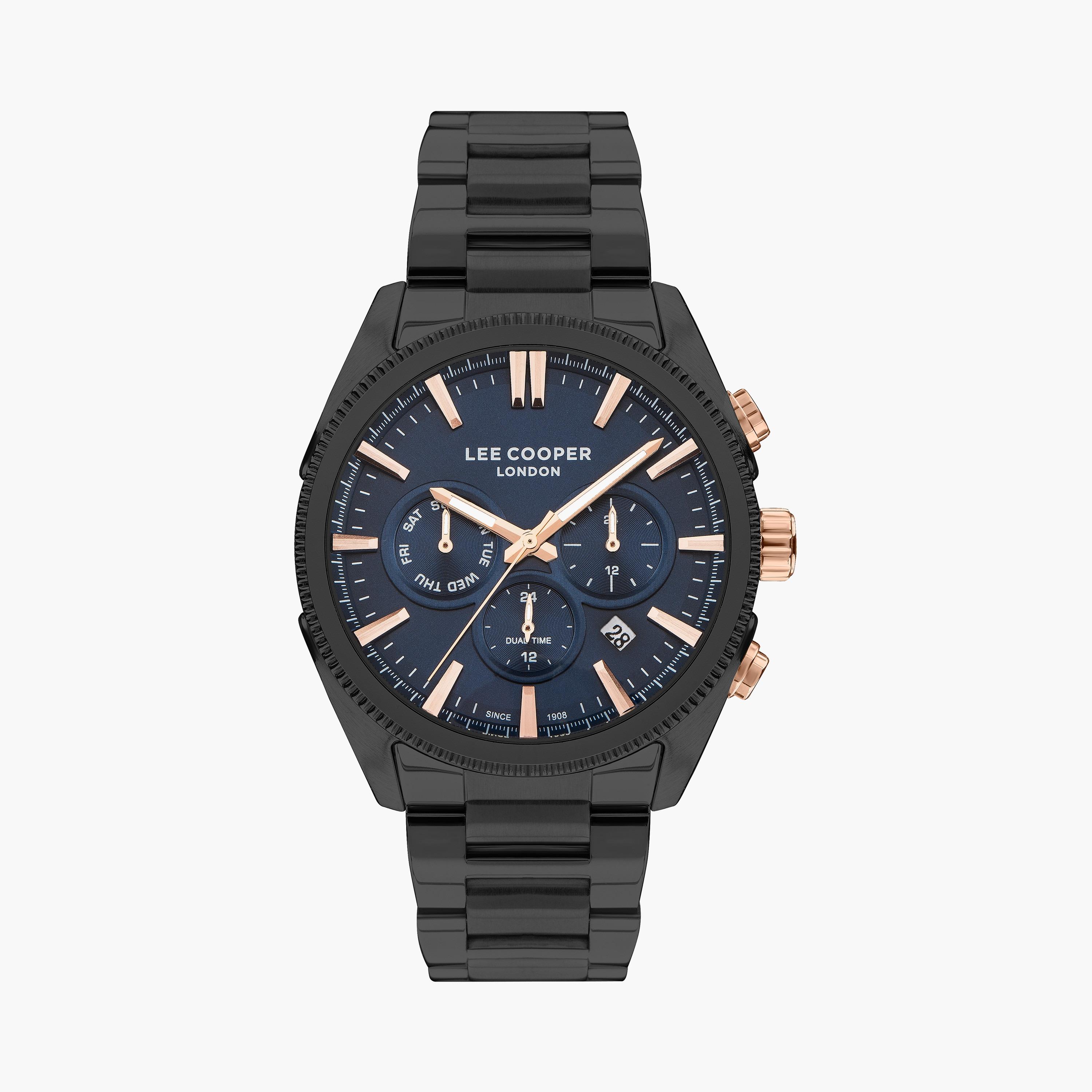  LC07479.690 | ساعة لي كوبر للرجال بسوار من ستانلس ستيل ذات كرونوغراف سوداء-men-watchesandjewellery-watches-image-1