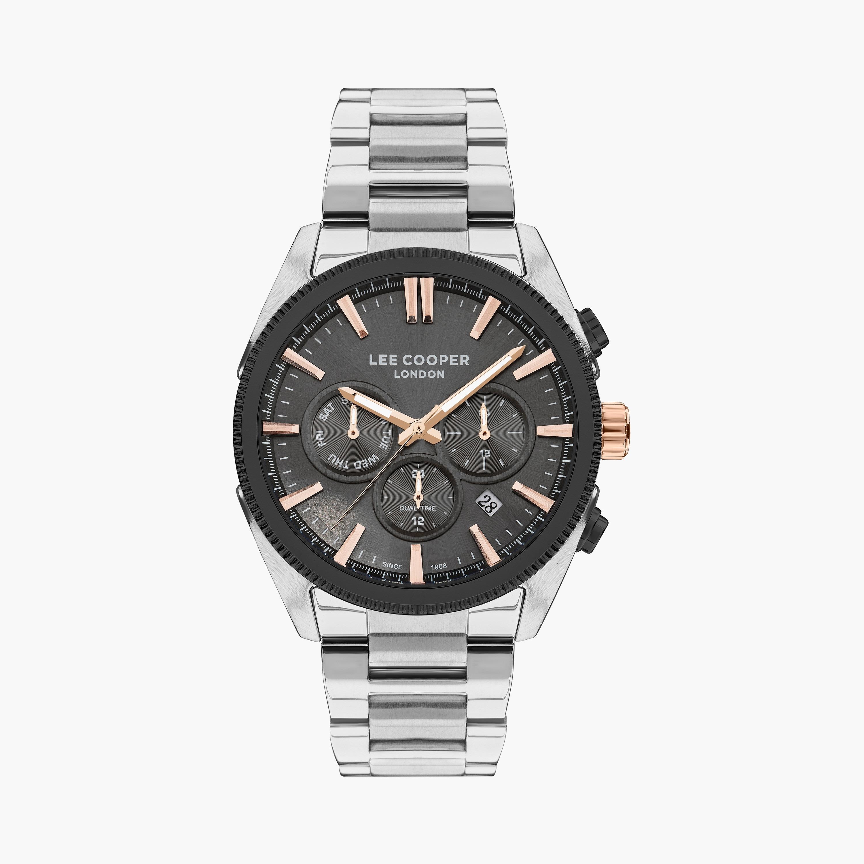 Lee Cooper Men Silver Chronograph Stainless Steel Strap Watch | LC07479.060-men-watchesandjewellery-watches-image-1
