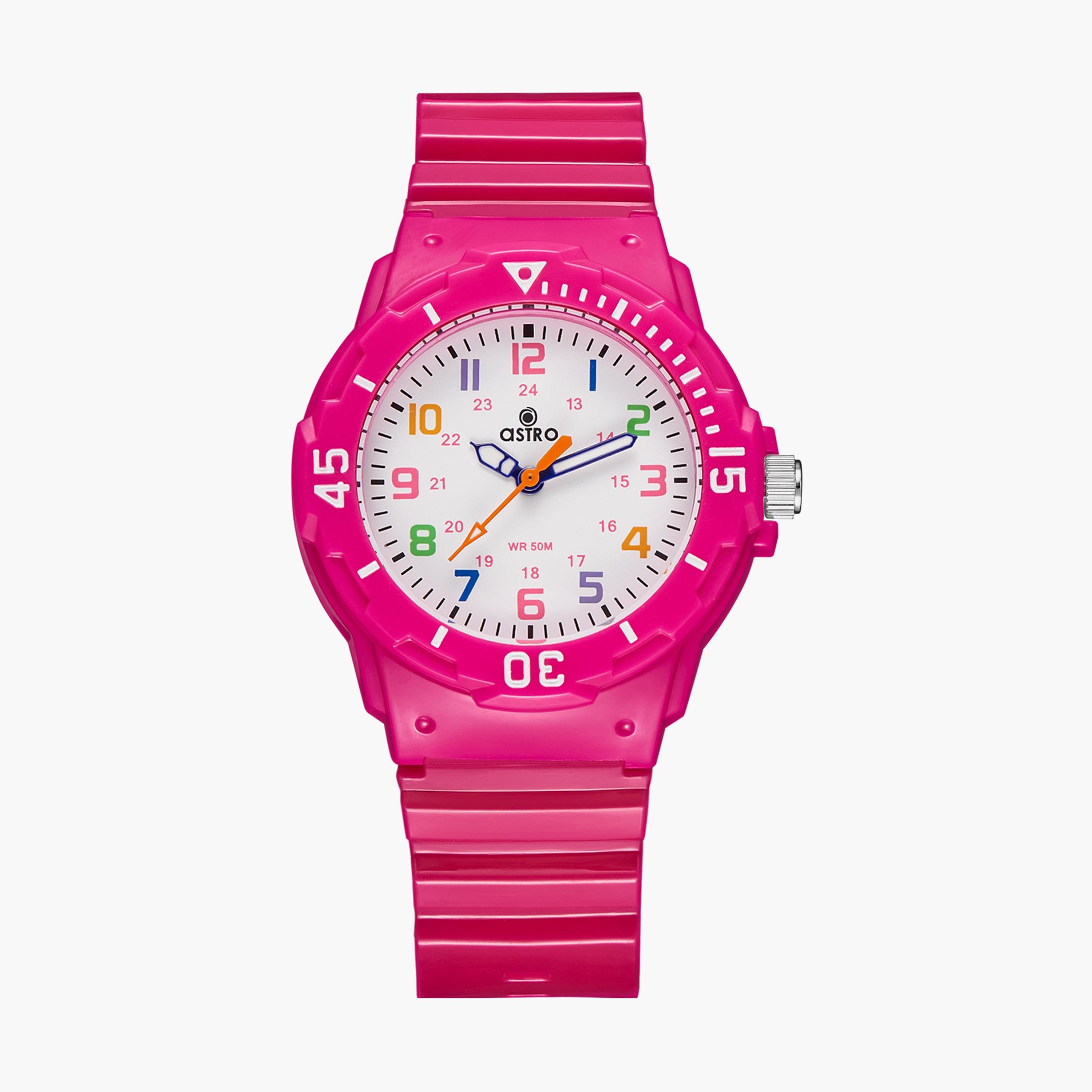  A9820 | ساعة أسترو ذات أنالوج باللون الوردي بسوار سيليكون للاطفال-girls-accessories-watches-image-1