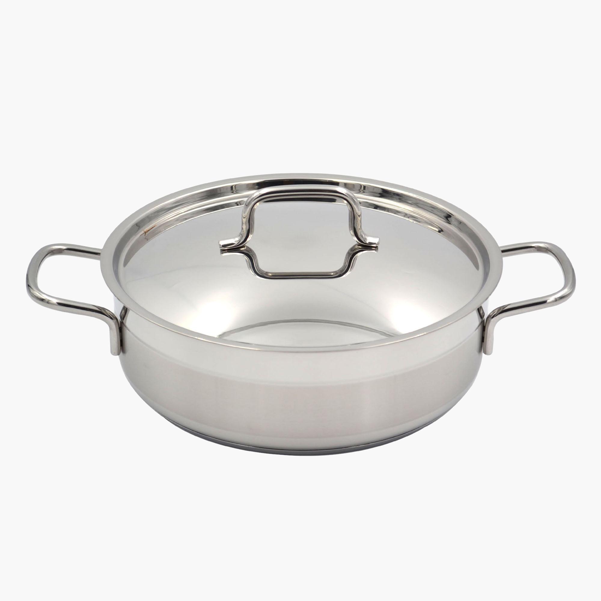 Korkmaz Low Deep Stainless Steel Casserole Pot - 7 L