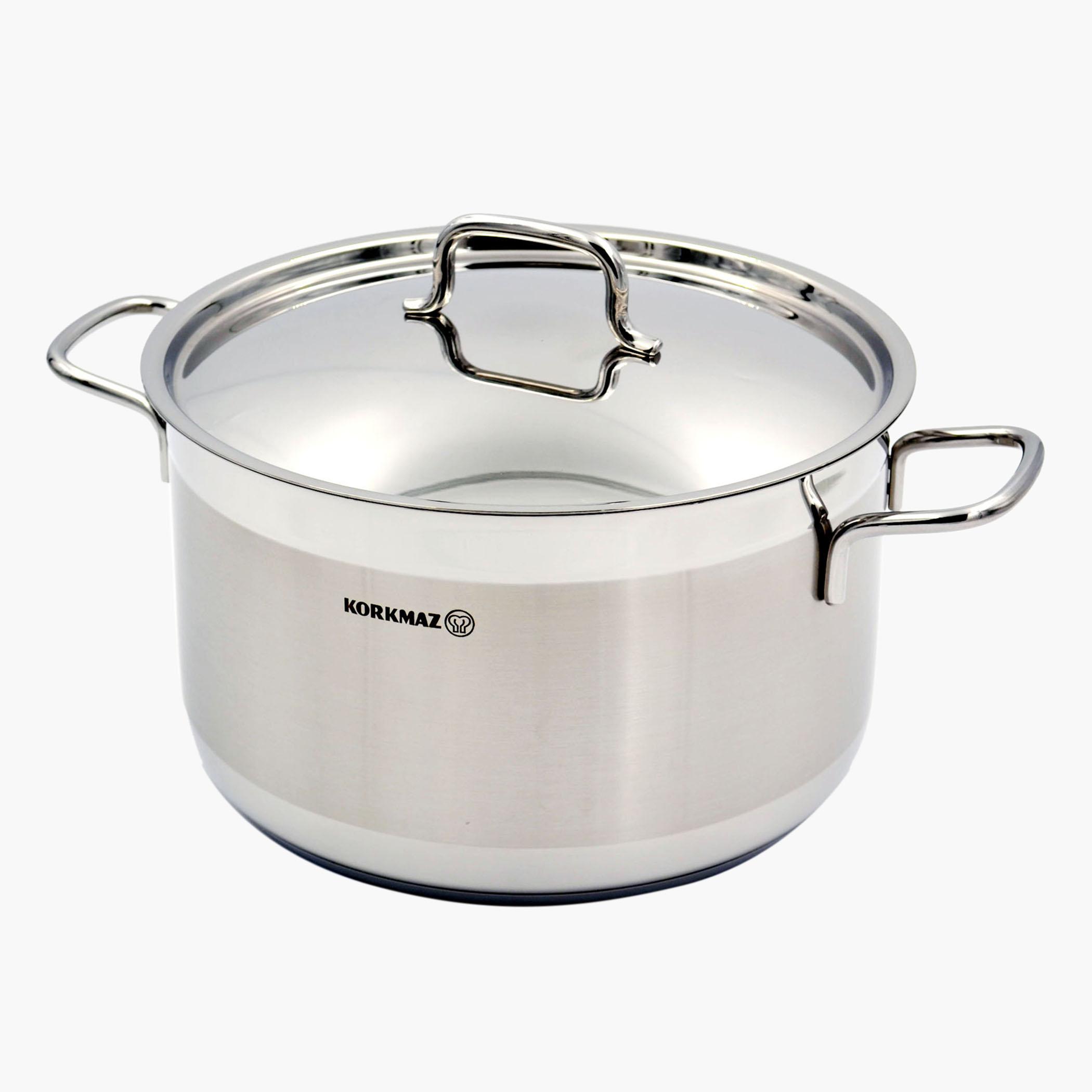 Korkmaz Alfa Extra Deep Stainless Steel Casserole Pot - 14 L