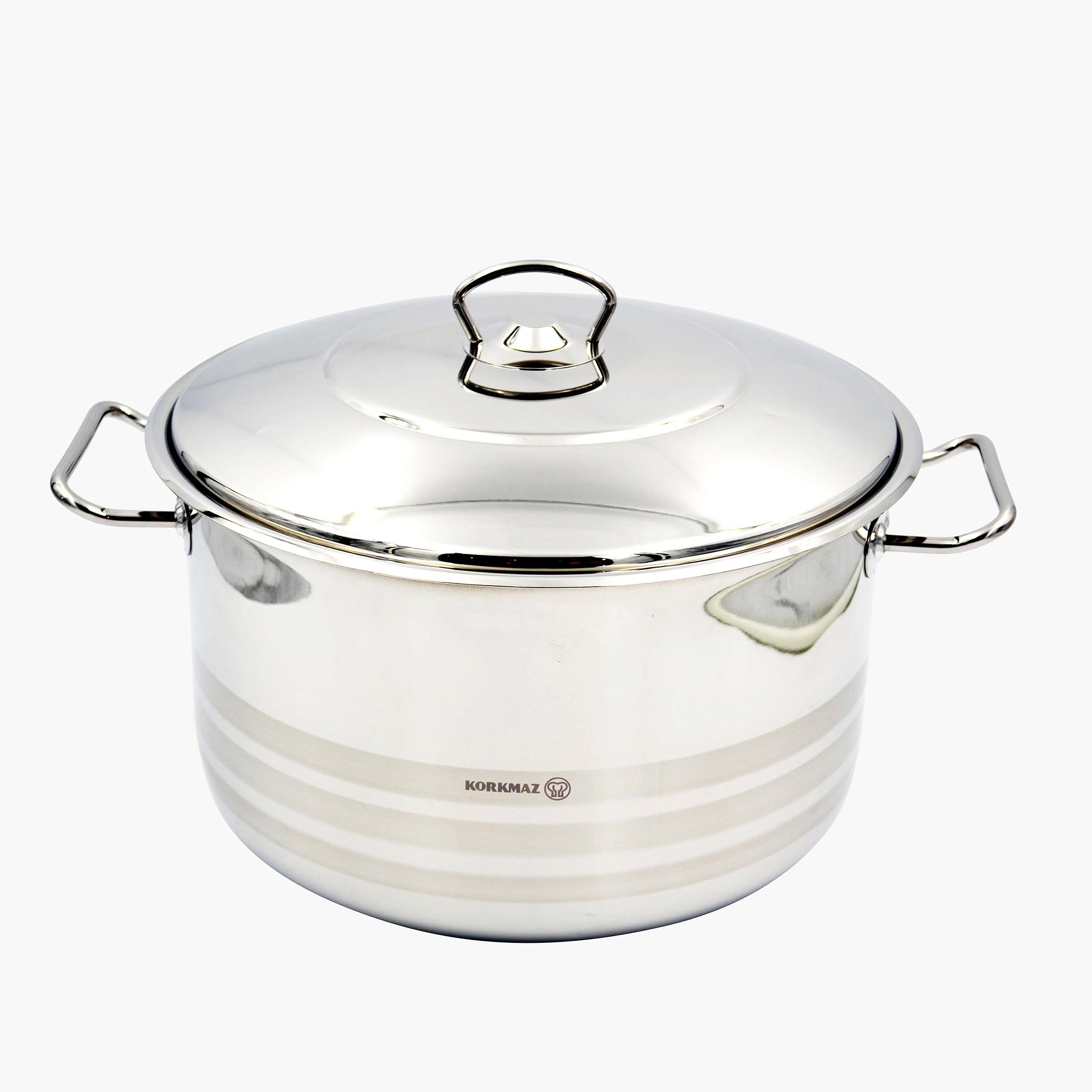 Korkmaz Mega Stainless Steel Casserole Pot - 45 L