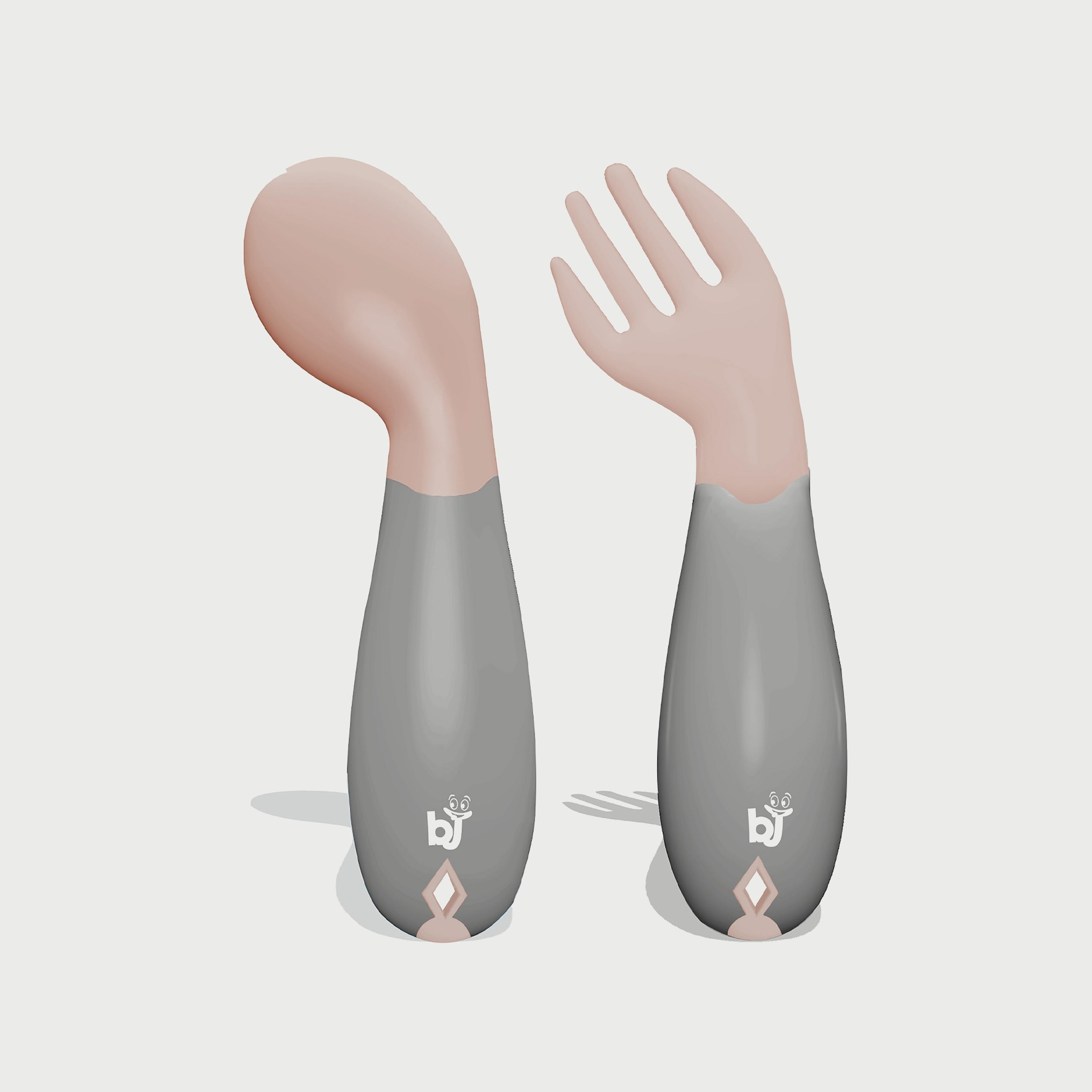 Babyjem Plastic Angled Fork & Spoon Set-baby-feeding-mealtimeessentials-image-1