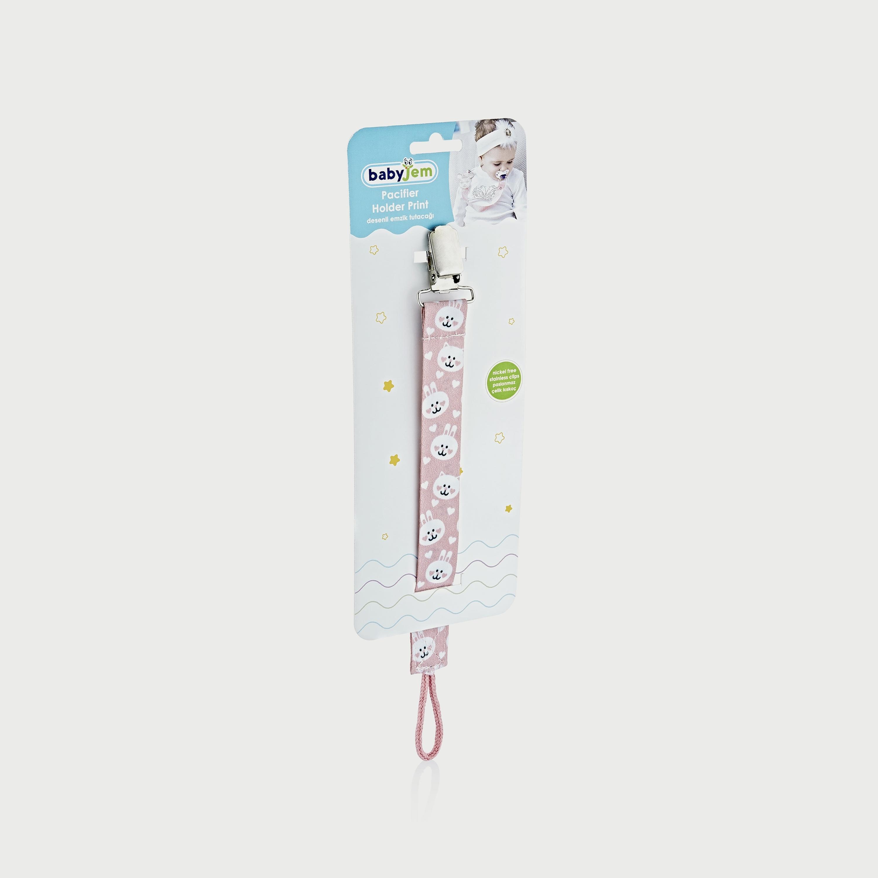 Babyjem Printed Pacifier Holder, 0 Months+, Pink-baby-feeding-pacifiers-image-3