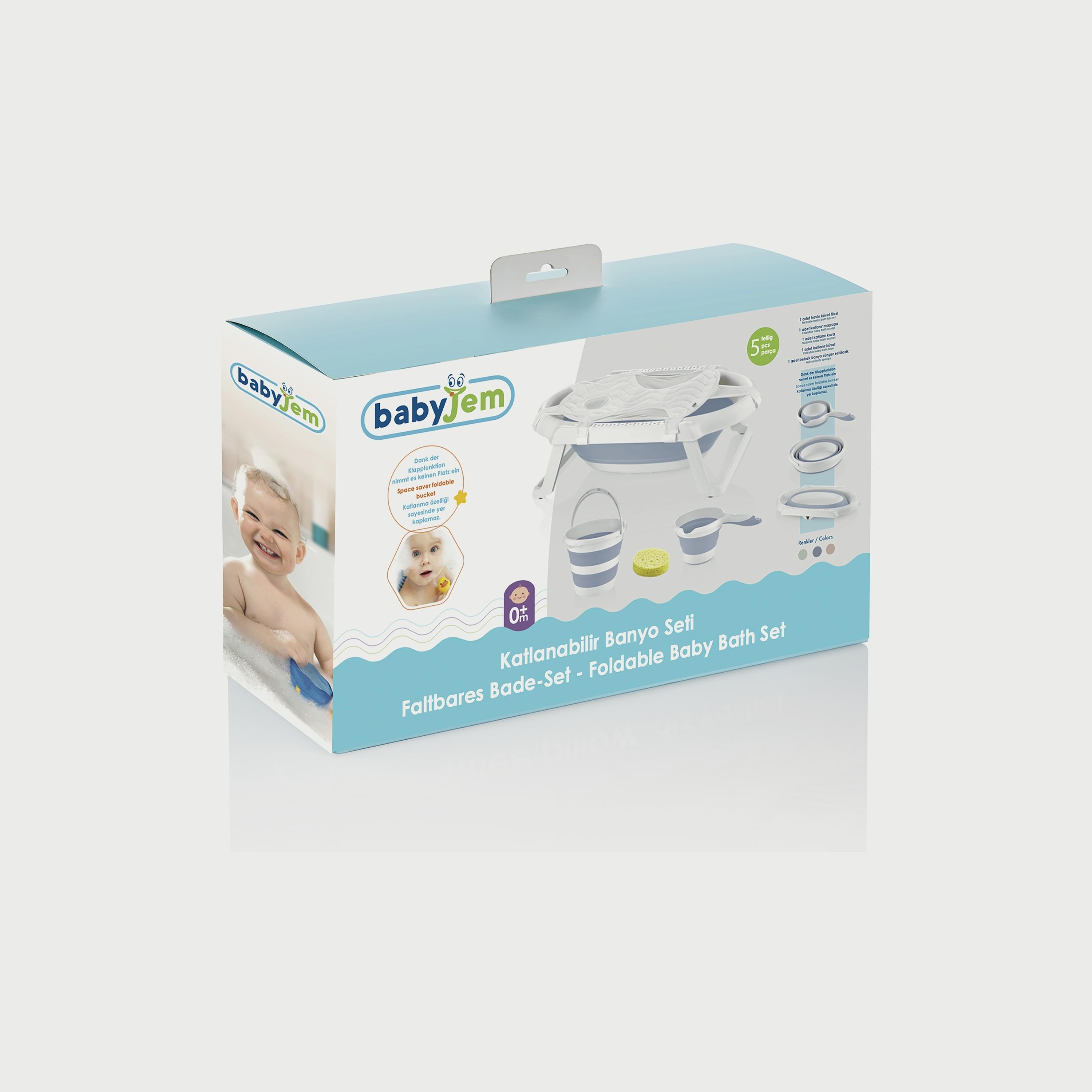 مجموعة حوض استحمام الرضع 5 قطع قابل للطي من بيبي جيم-baby-bathandcare-bathtubs-image-6