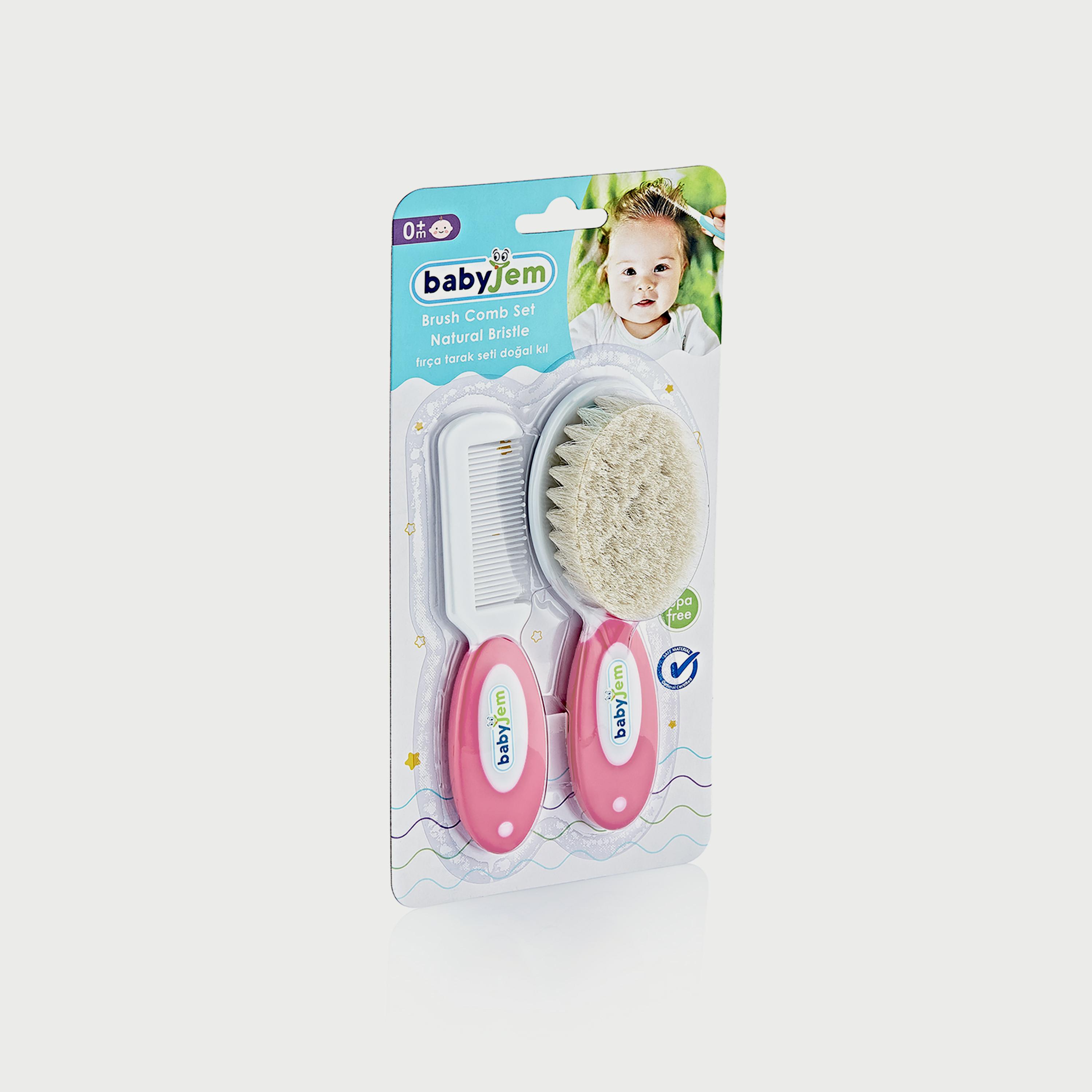 طقم فرشاة ومشط بشعيرات طبيعية للأطفال قطعتان من بيبي جيم-baby-bathandcare-hairbodyskincare-image-2