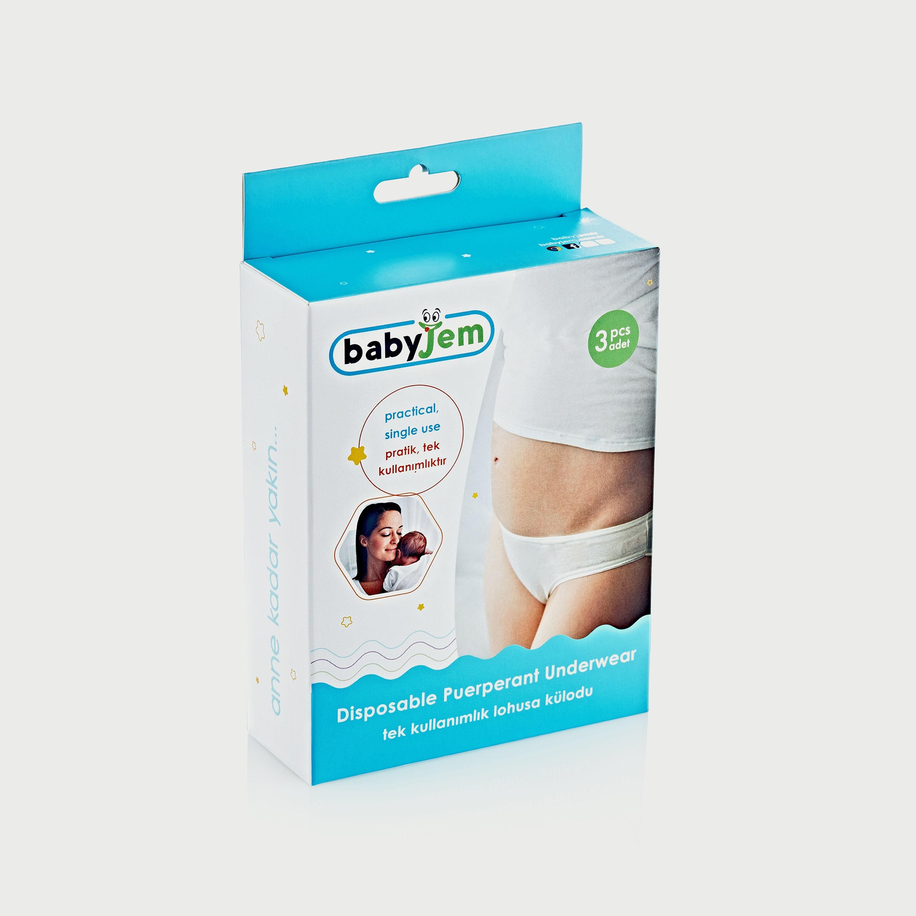 مجموعة ملابس داخلية 3 قطع للاستعمال مرة واحدة من بيبي جيم، أبيض-women-clothing-maternity-lingerie-panties-image-5