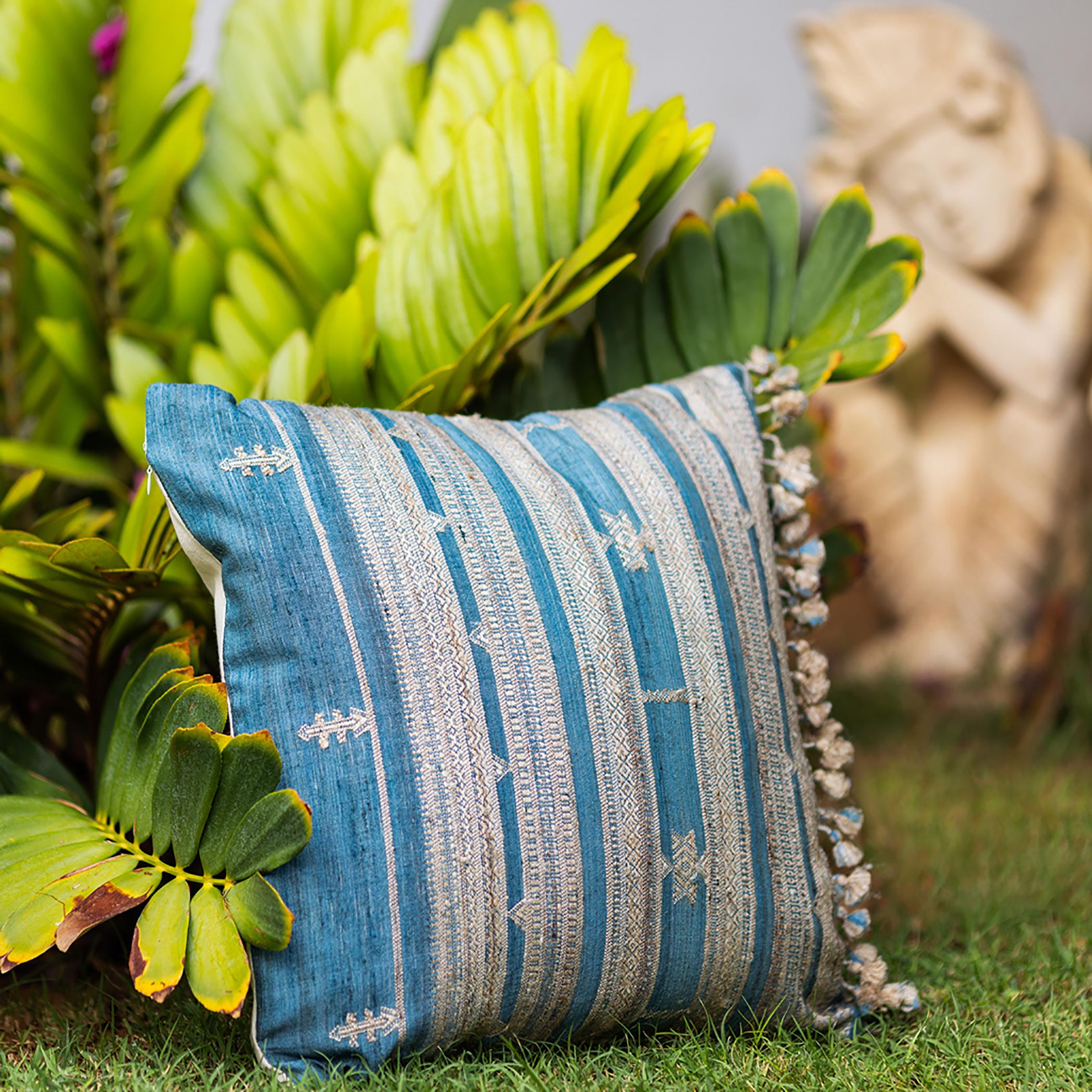 Blue silk sale cushions