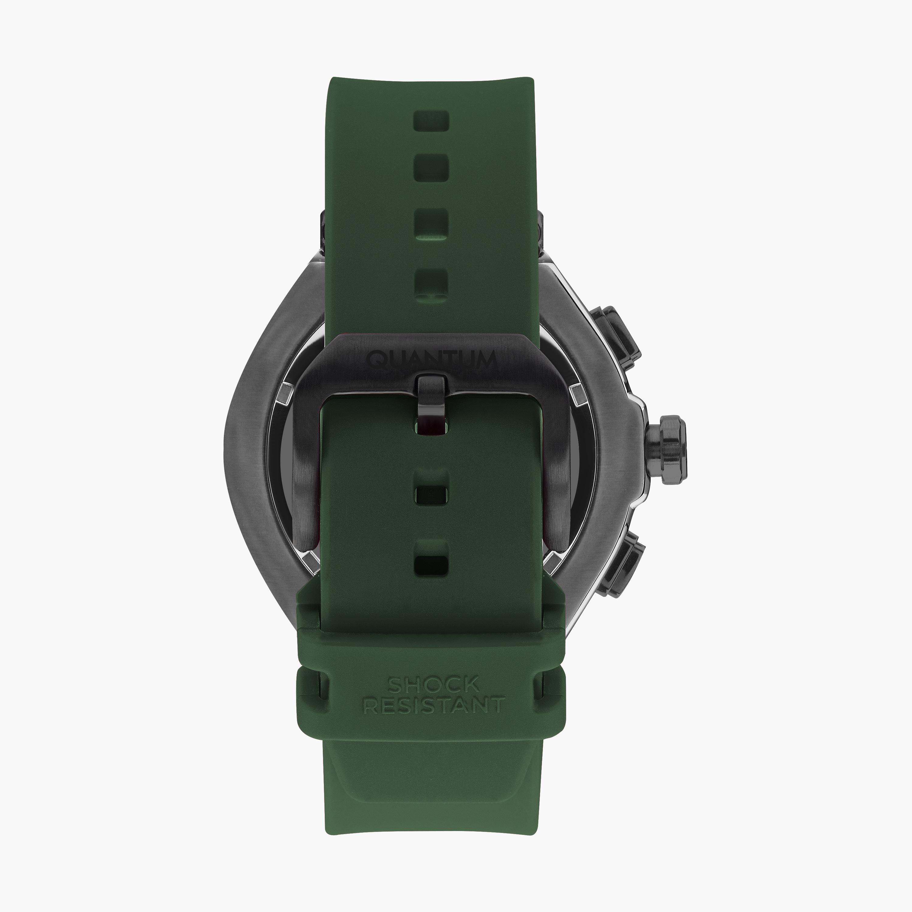 Quantum Men's Green Chronograph Silicone Strap Watch - HNG1010.656-men-watchesandjewellery-watches-image-3