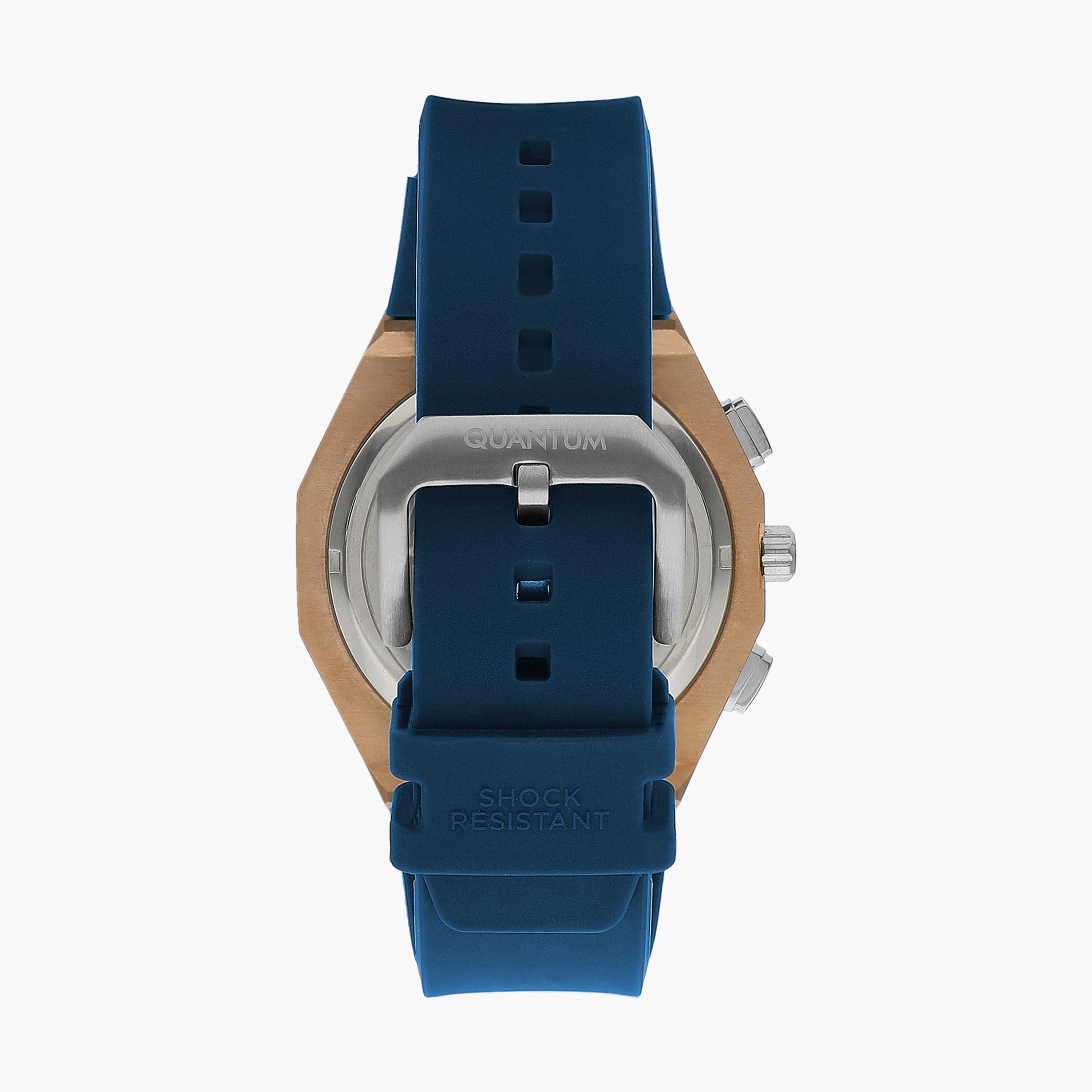 Quantum Men's Blue Chronograph Silicone Strap Watch - HNG1012.959-men-watchesandjewellery-watches-image-3