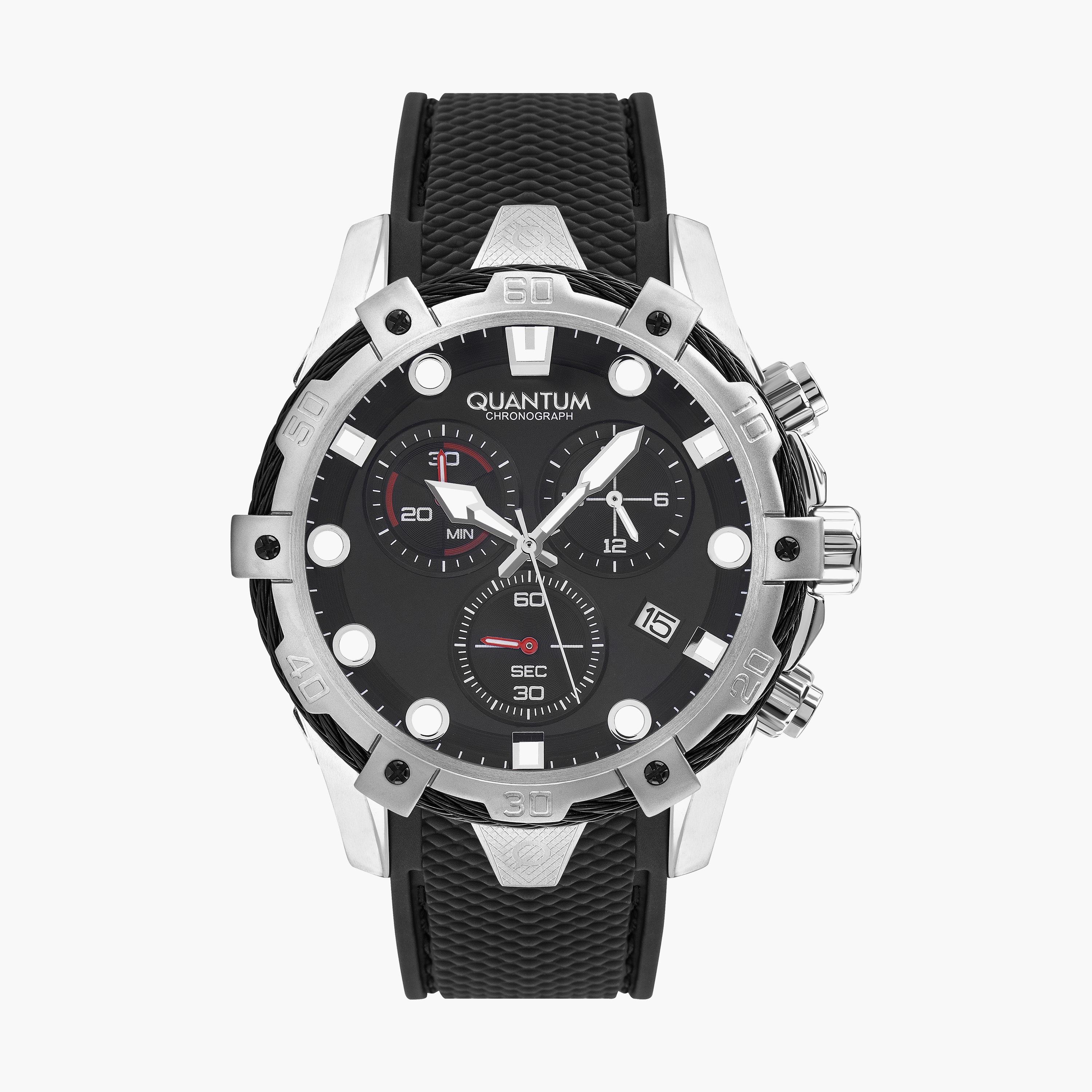  HNG1019.351 ساعة كرونوغراف بسوار سيليكون اسود من كوانتوم للرجال -men-watchesandjewellery-watches-image-1