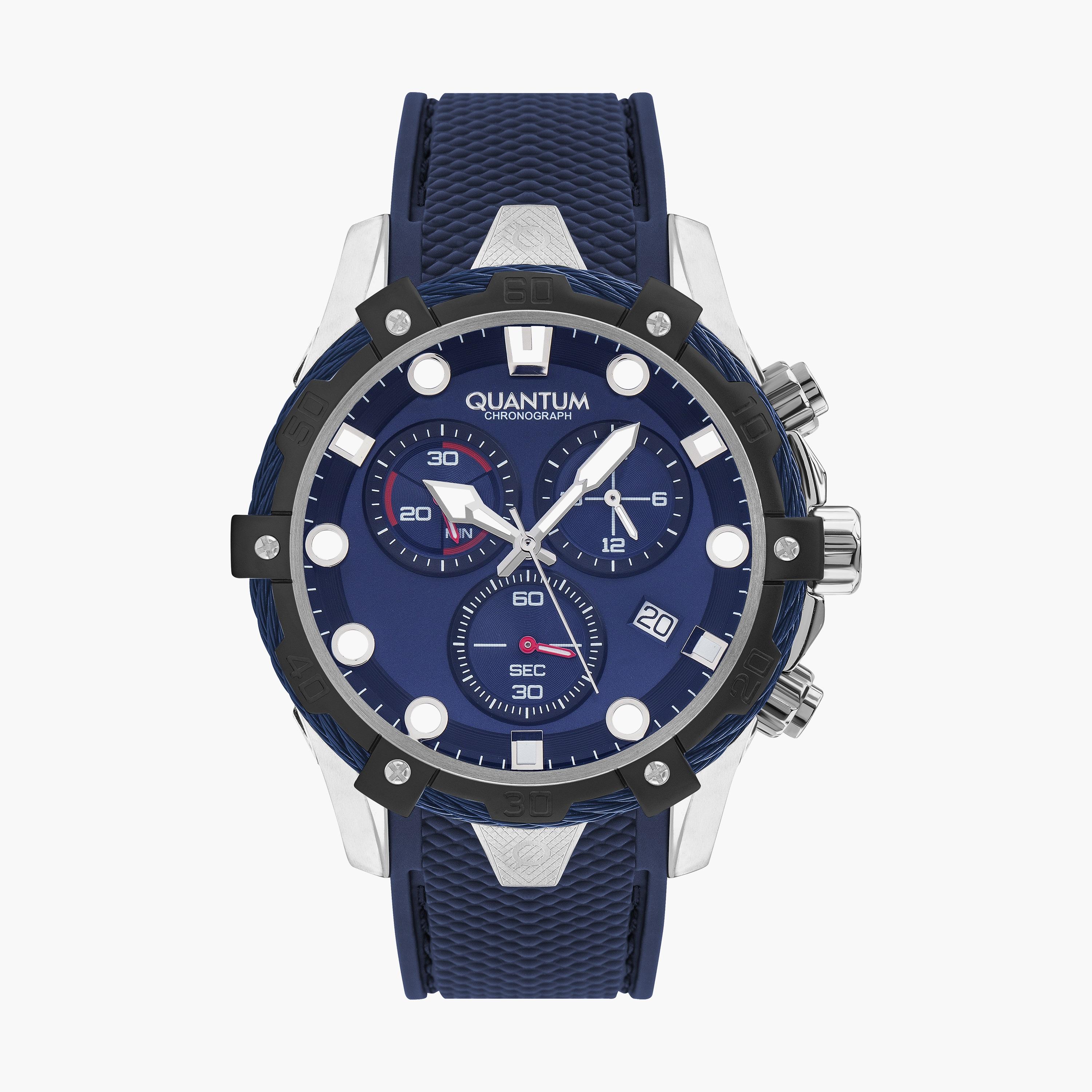  HNG1019.399 ساعة كرونوغراف بسوار سيليكون ازرق للرجال من كوانتوم -men-watchesandjewellery-watches-image-1
