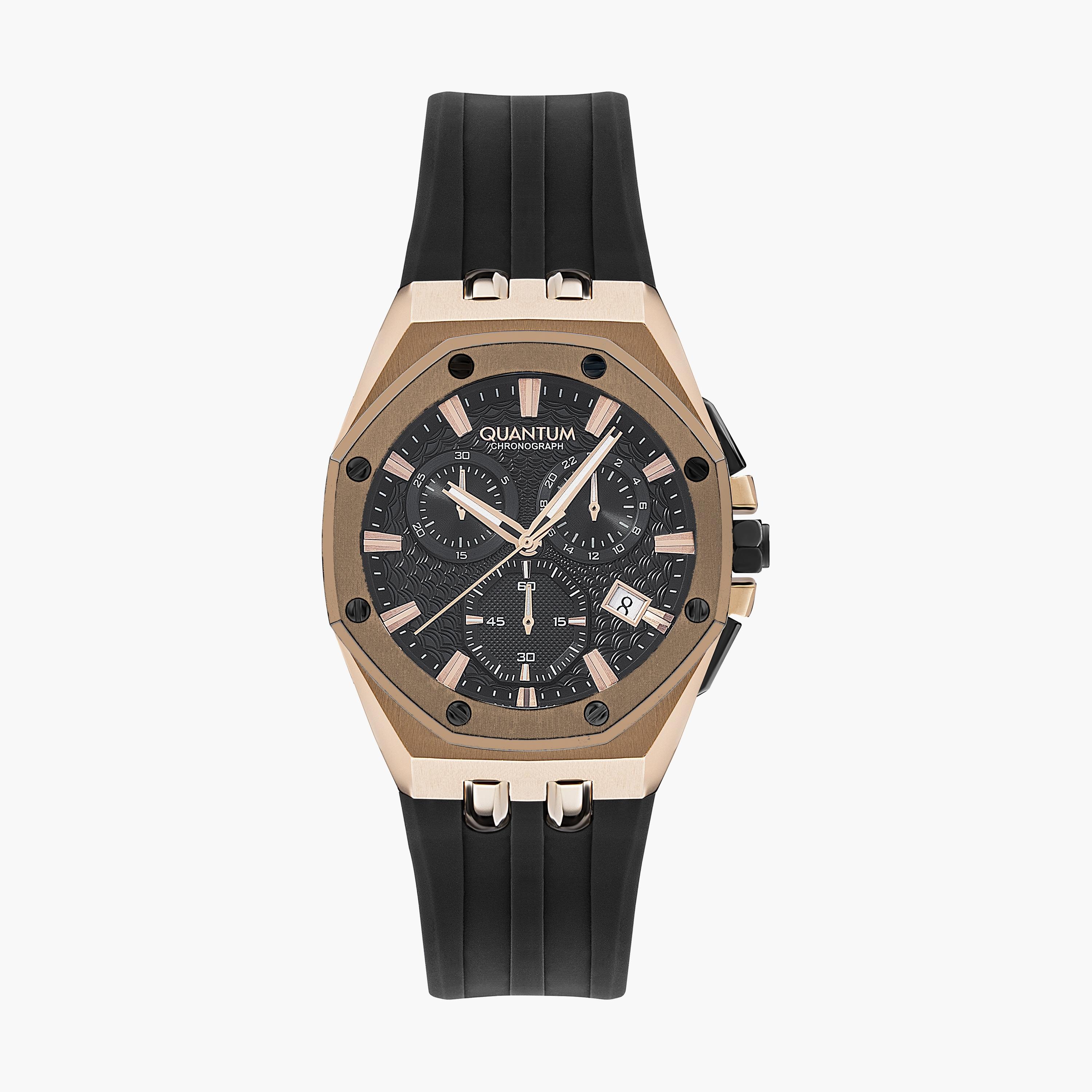 Quantum Men's Black Chronograph Silicone Strap Watch - HNG949.851-men-watchesandjewellery-watches-image-1