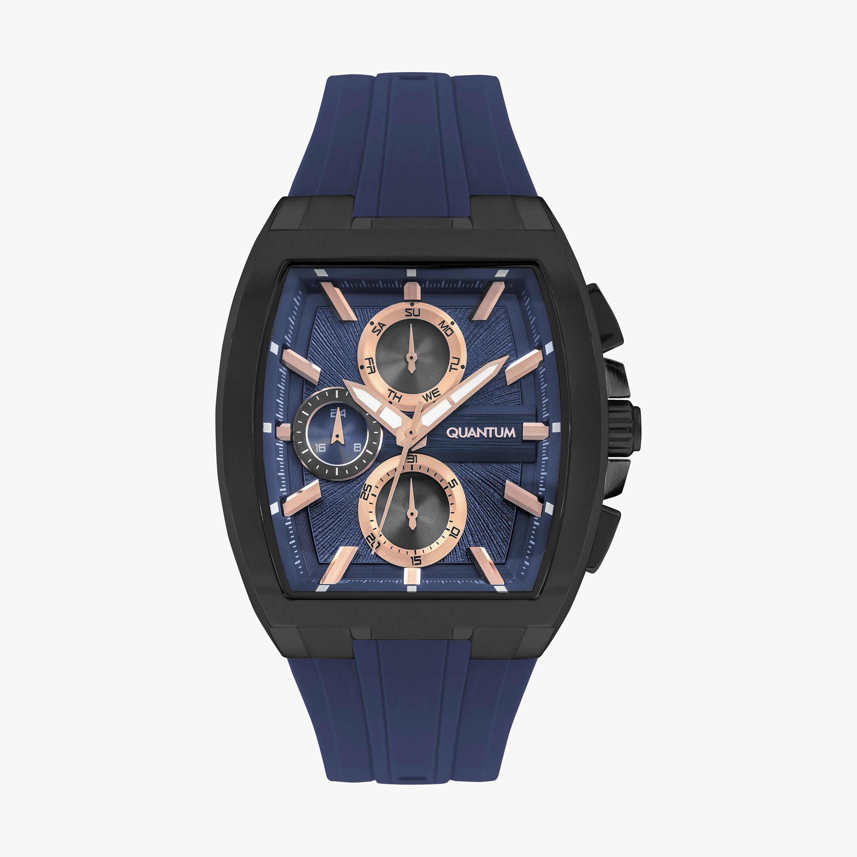 Quantum Men's Blue Chronograph Silicone Strap Watch - HNG997.099-men-watchesandjewellery-watches-image-1