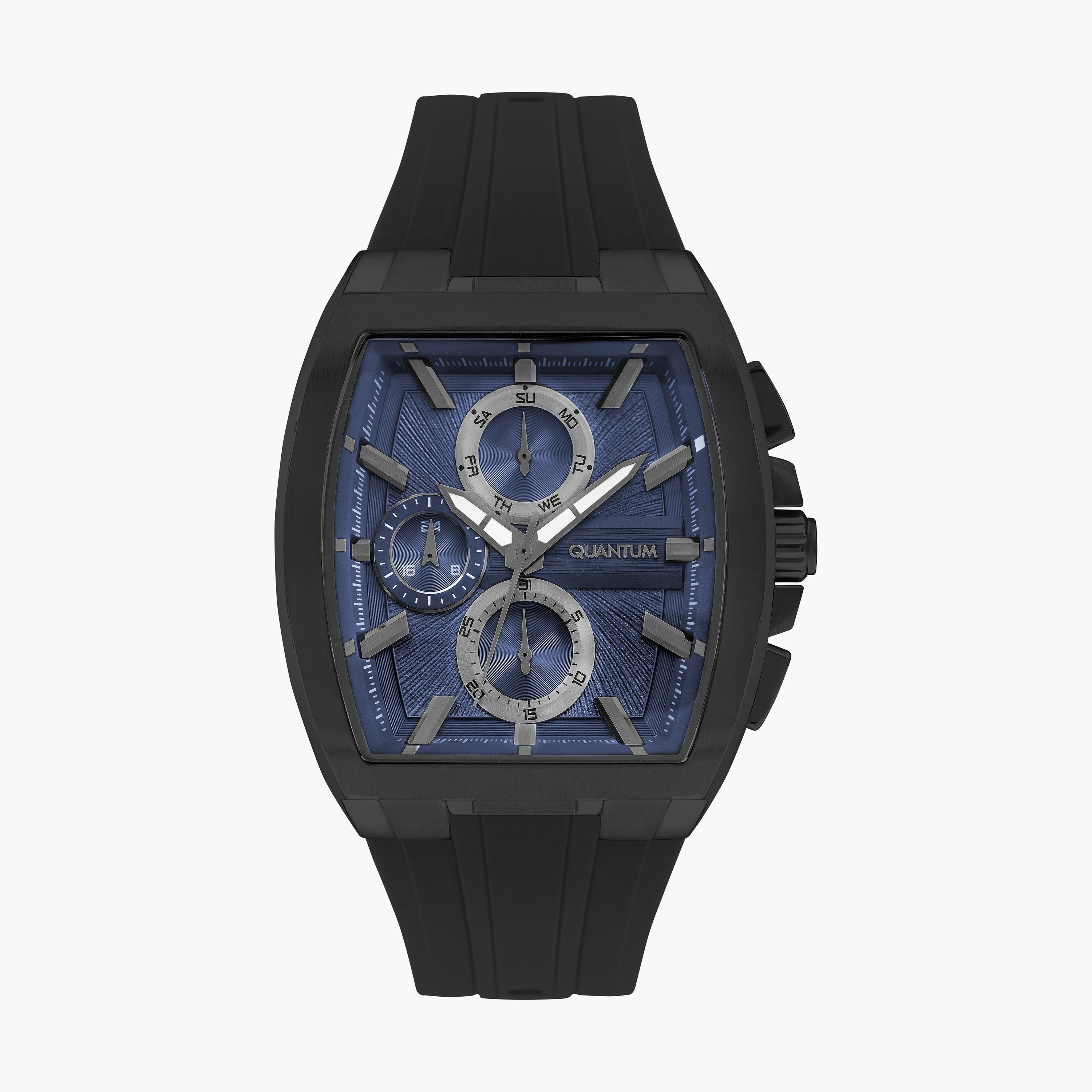 Quantum Men's Black Chronograph Silicone Strap Watch - HNG997.691-men-watchesandjewellery-watches-image-1