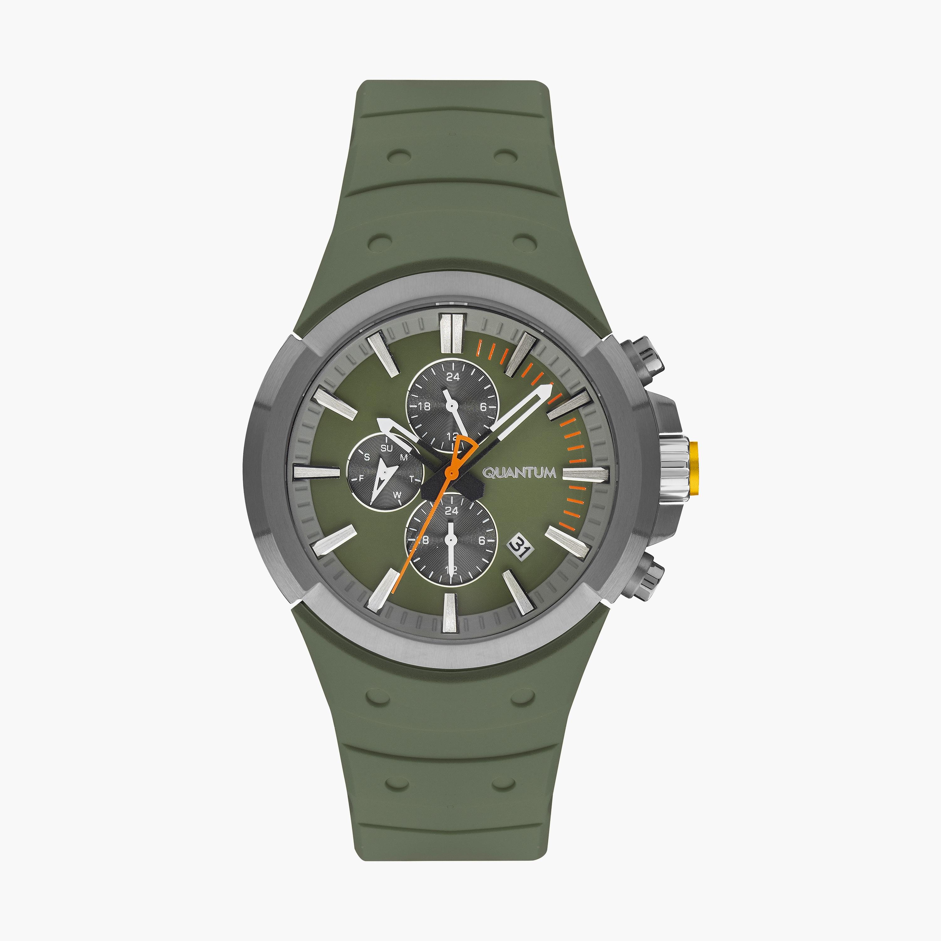  PWG1004.075 ساعة كرونوغراف بسوار سيليكون اخضر من كوانتوم للرجال -men-watchesandjewellery-watches-image-1