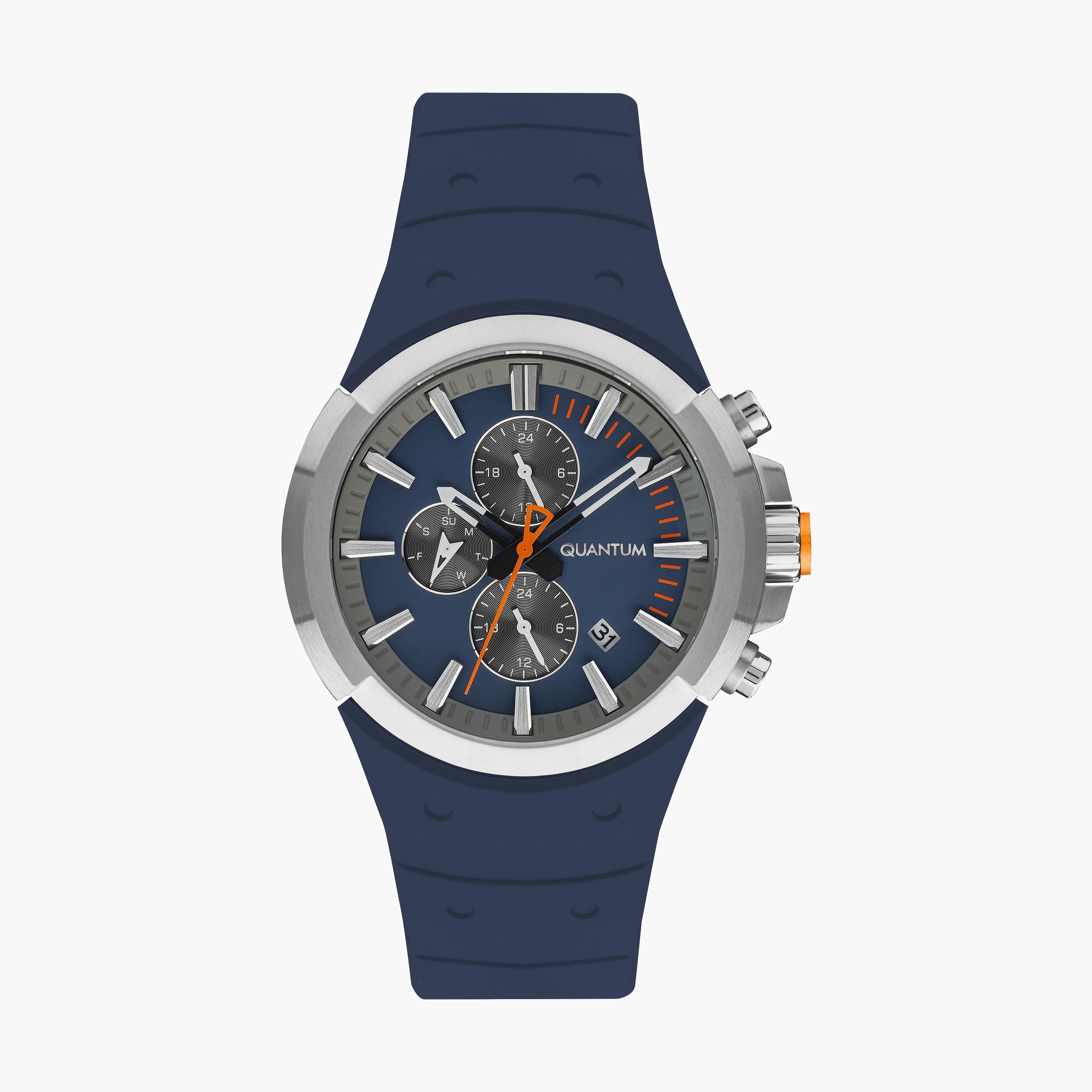 Quantum Men's Blue Chronograph Silicone Strap Watch - PWG1004.399 | 46 MM-men-watchesandjewellery-watches-image-1