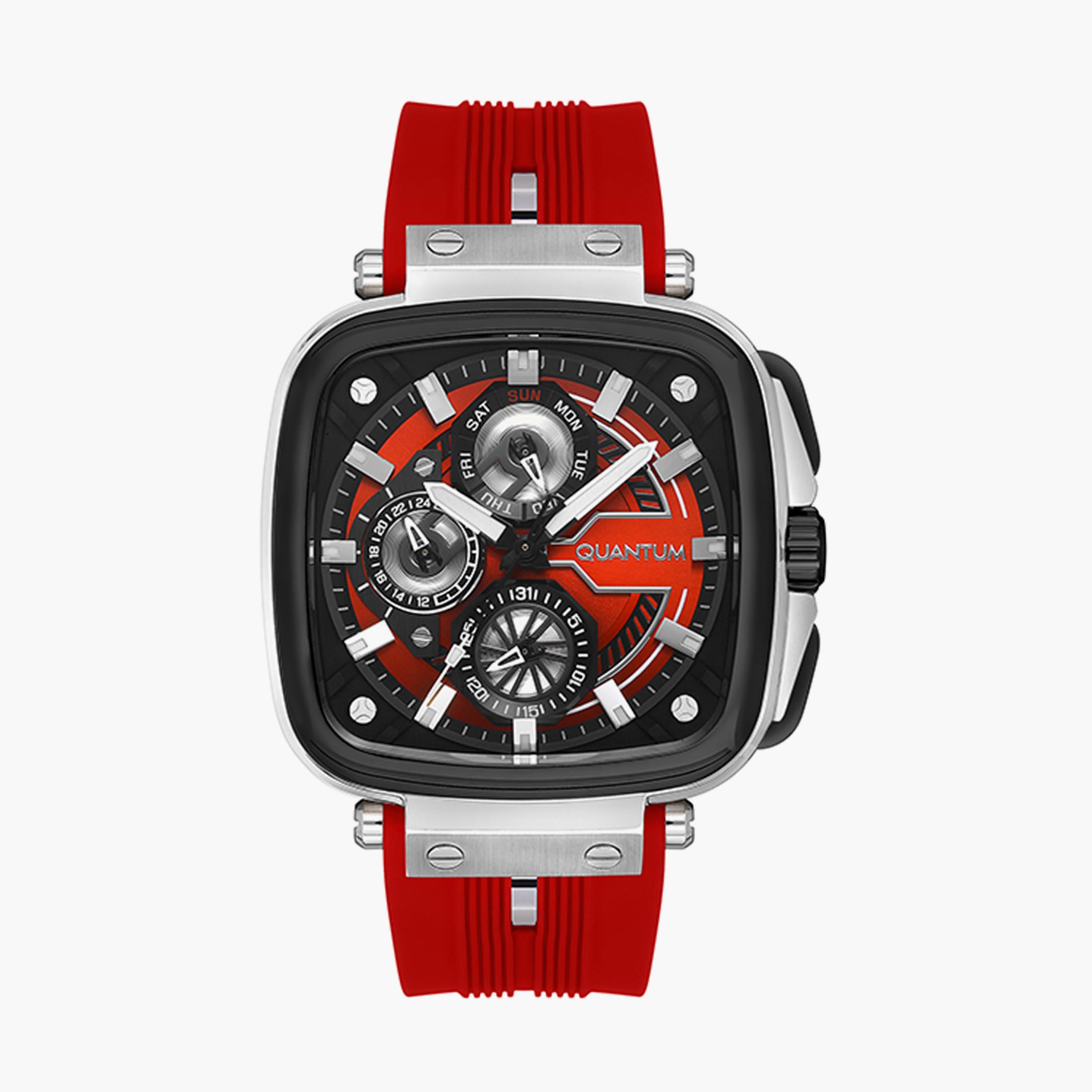 Quantum Men's Red Analog Silicone Strap Watch - PWG1014.358-men-watchesandjewellery-watches-image-1