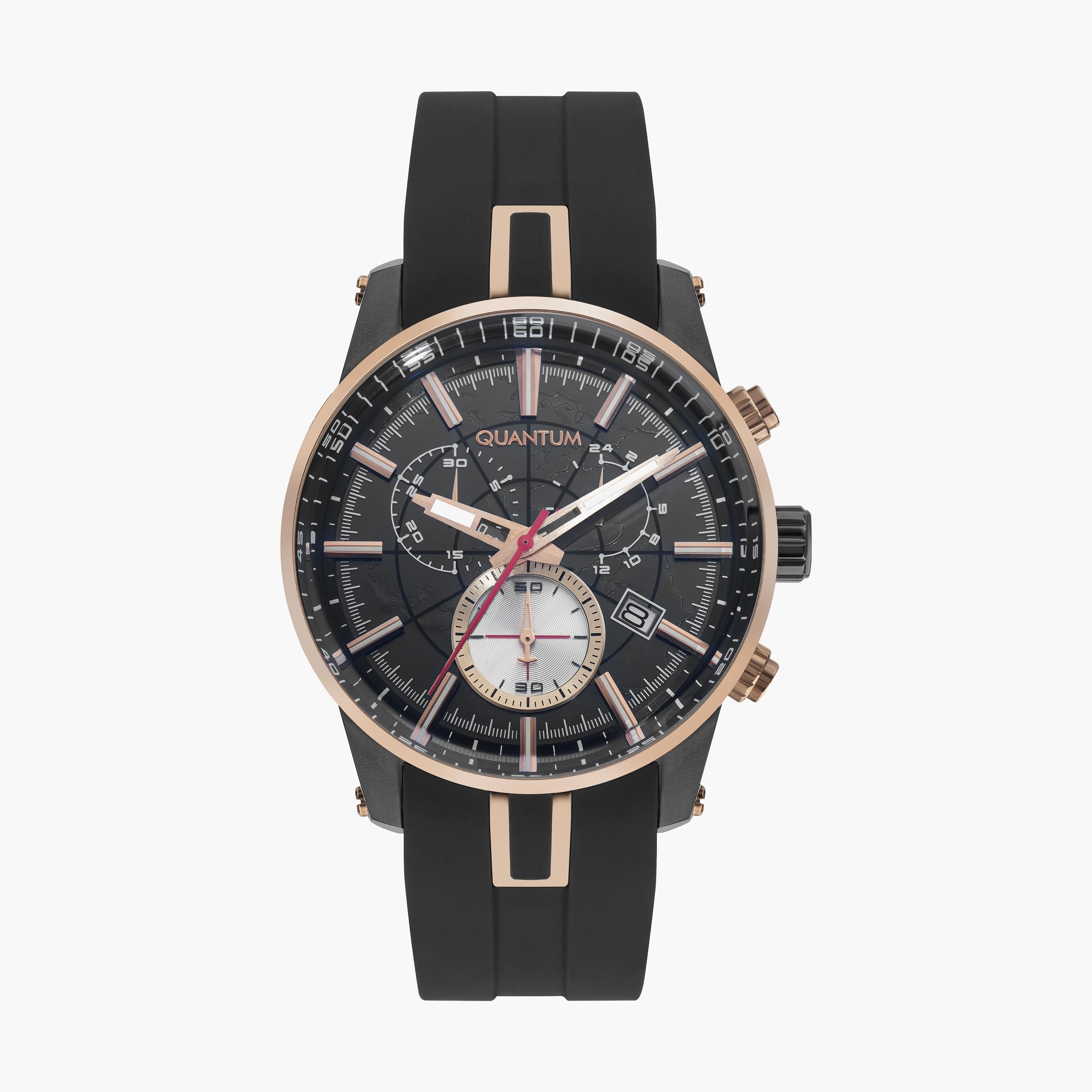 Quantum Men's Black Chronograph Silicone Strap Watch - PWG560.661-men-watchesandjewellery-watches-image-1