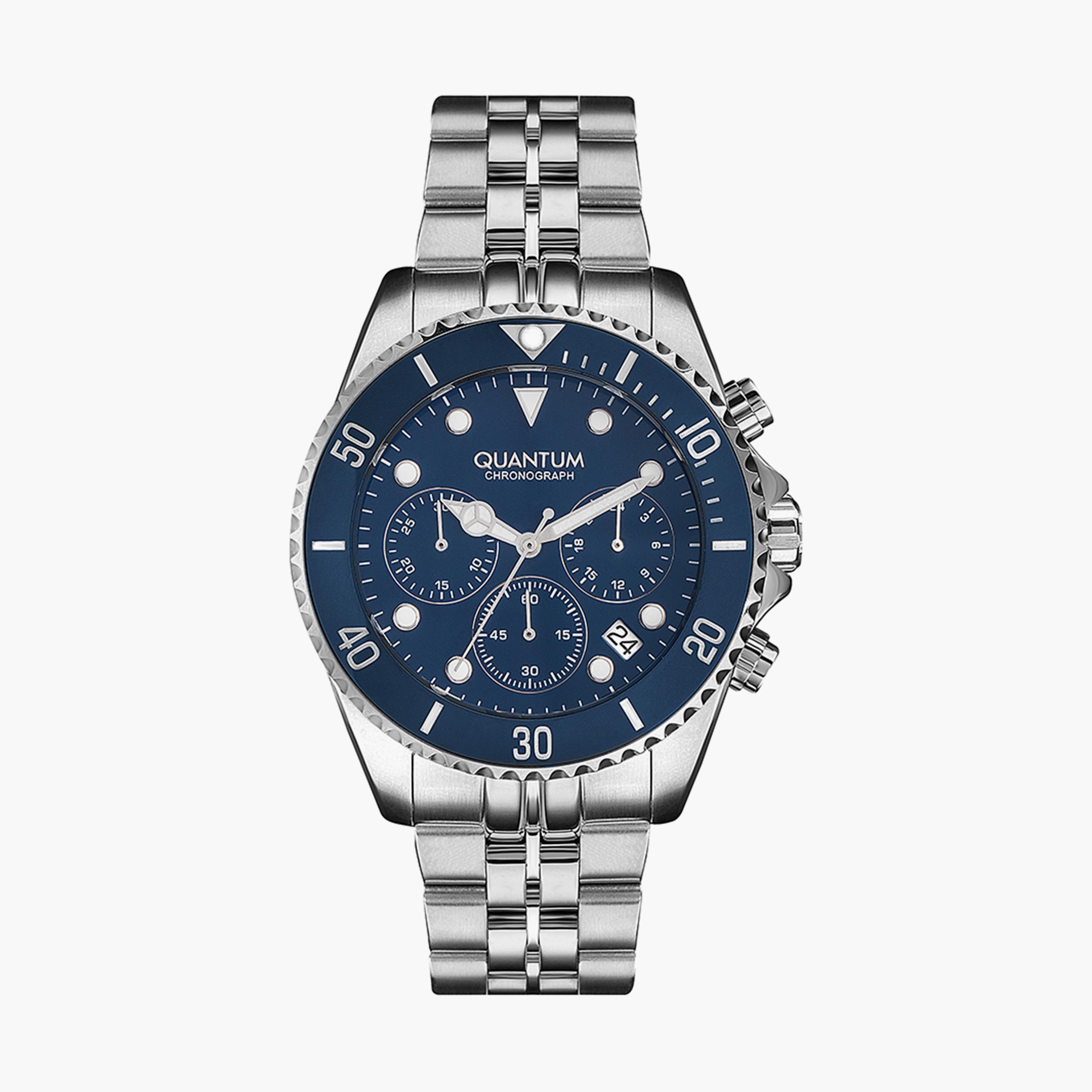 Quantum Men's Silver Chronograph Stainless Steel Strap Watch - PWG930.390-men-watchesandjewellery-watches-image-1