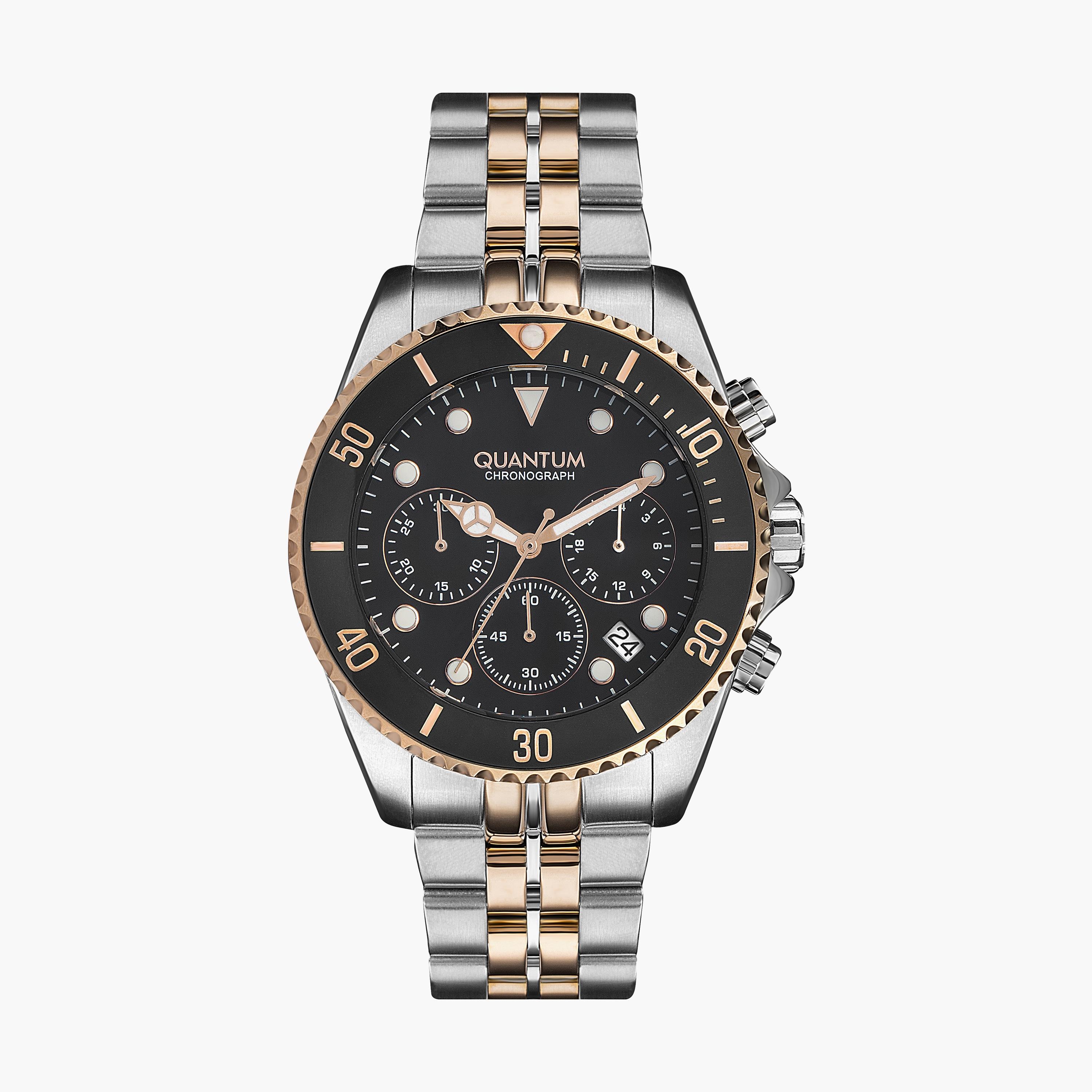 Quantum Men's Silver & Rose Gold Chronograph Stainless Steel Strap Watch - PWG930.550-men-watchesandjewellery-watches-image-1